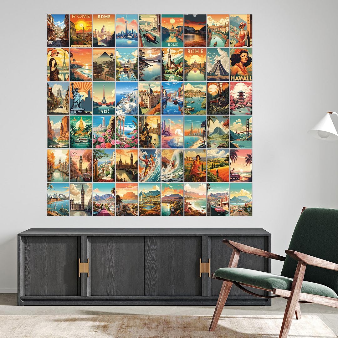 Cvanu Set Of 54 Aesthetic Country Theme Printed Collage Kit Boho Poster For Wall Decoration (6Inchx4Inch)_202309-107