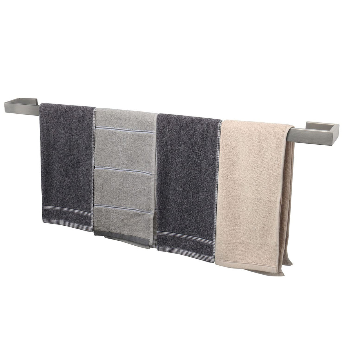 Tocten Bath Towel Rack - Square Base Thicken Sus304 Stainless Steel Towel Bar For Bathroom, Bathroom Bar Accessories Towel Rod H