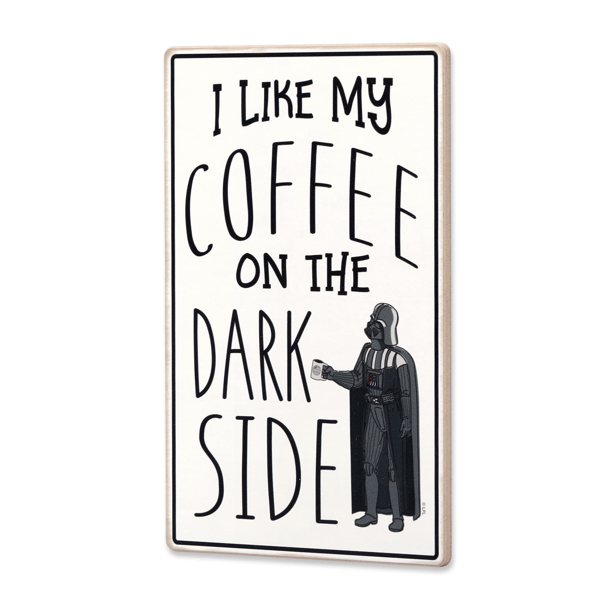 Disney Star Wars Darth Vader Wood Wall Decor - I Like My Coffee On The Dark Side - Funny Star Wars Coffee Sign For Kitchen Or Co