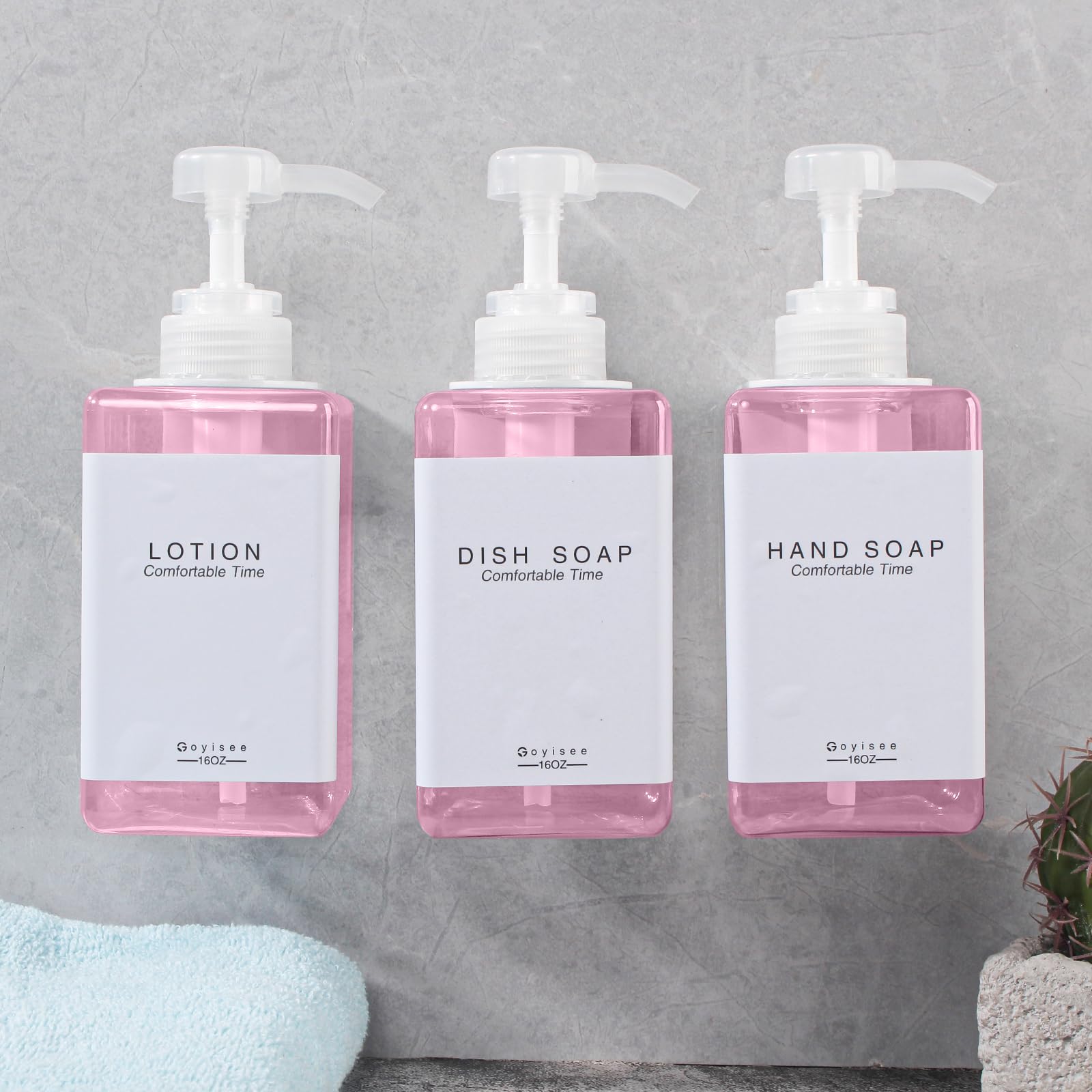 Goyisee Refillable Shampoo And Conditioner Bottles For Shower Wall,Shampoo And Conditioner Dispenser With Pump No Drill (3 Bottl