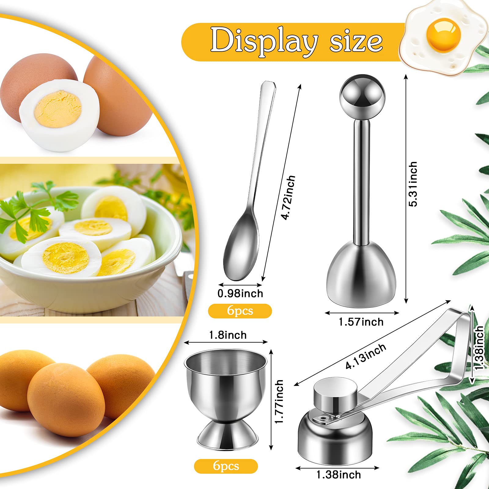 14 Pieces Egg Cup Set Egg Topper Boiled Egg Holder Stainless Steel Egg Opener Egg Spoon For Kitchen Tool