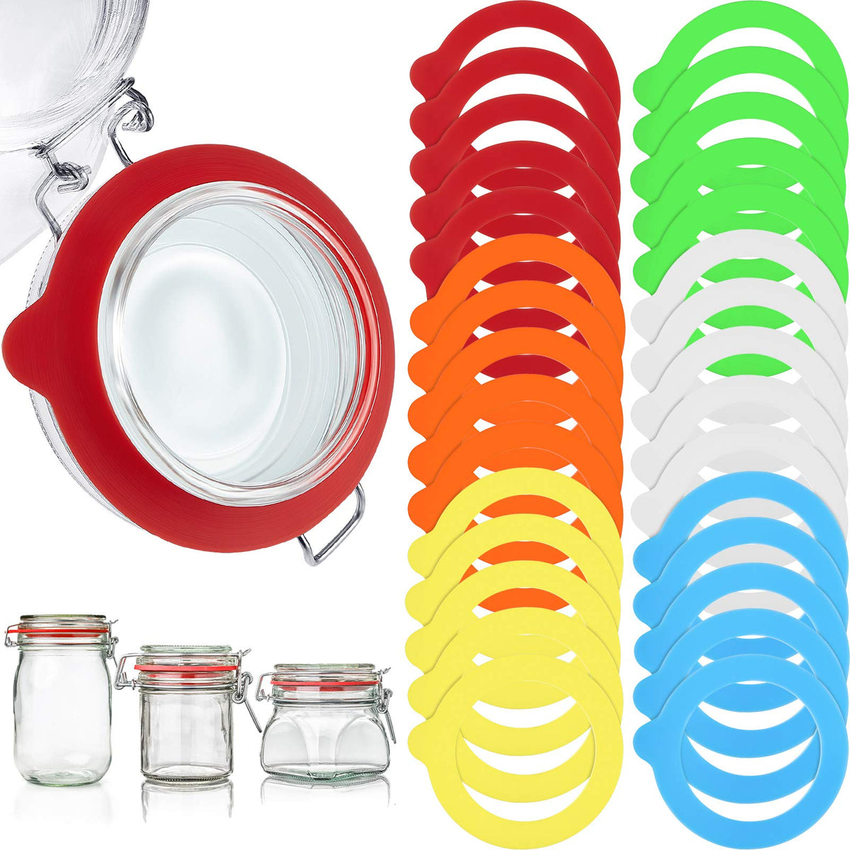 Silicone Jar Gaskets Replacement Reusable Silicone Seals Leak-Proof Silicone Gasket Sealing Rings For Regular Mouth Canning Jars