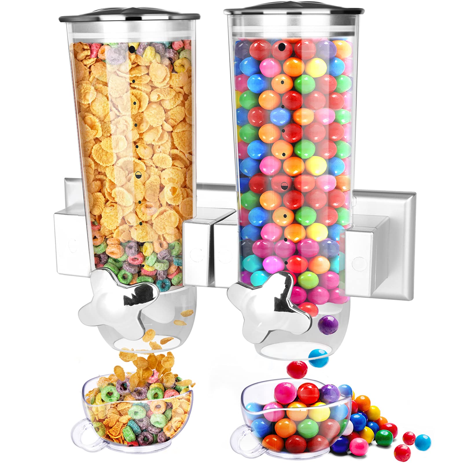Cereal Dispenser Wall Mounted, Large Dry Food Dispenser With Cup, Grains Dispenser Wall Mounted, Candy Dispenser Wall Mount For