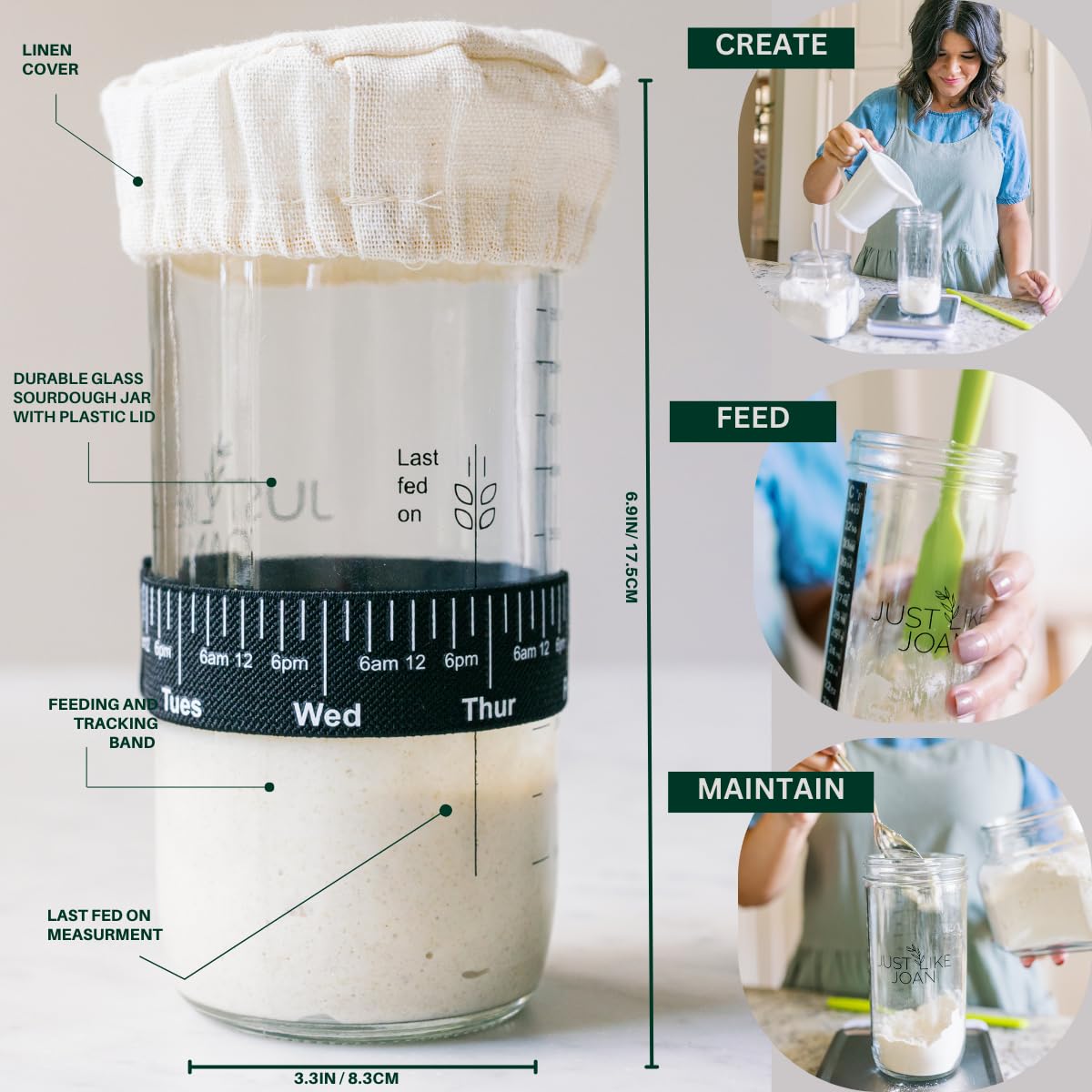 Sourdough Starter Kit - Ultimate Sourdough Bread Baking Supplies W/Sourdough Starter Jar & Banneton Basket- Easy Cleaning Sourdo