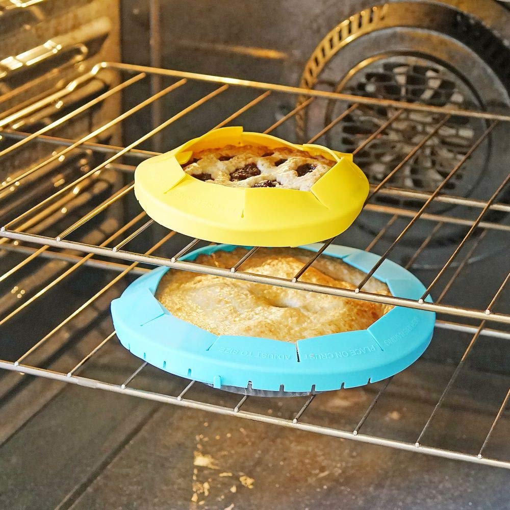 Southern Homewares Pie Crust Shield Adjustable Reusable Silicone Protective Cover Baking Tool Prevents Burnt Edges, Set Of 3
