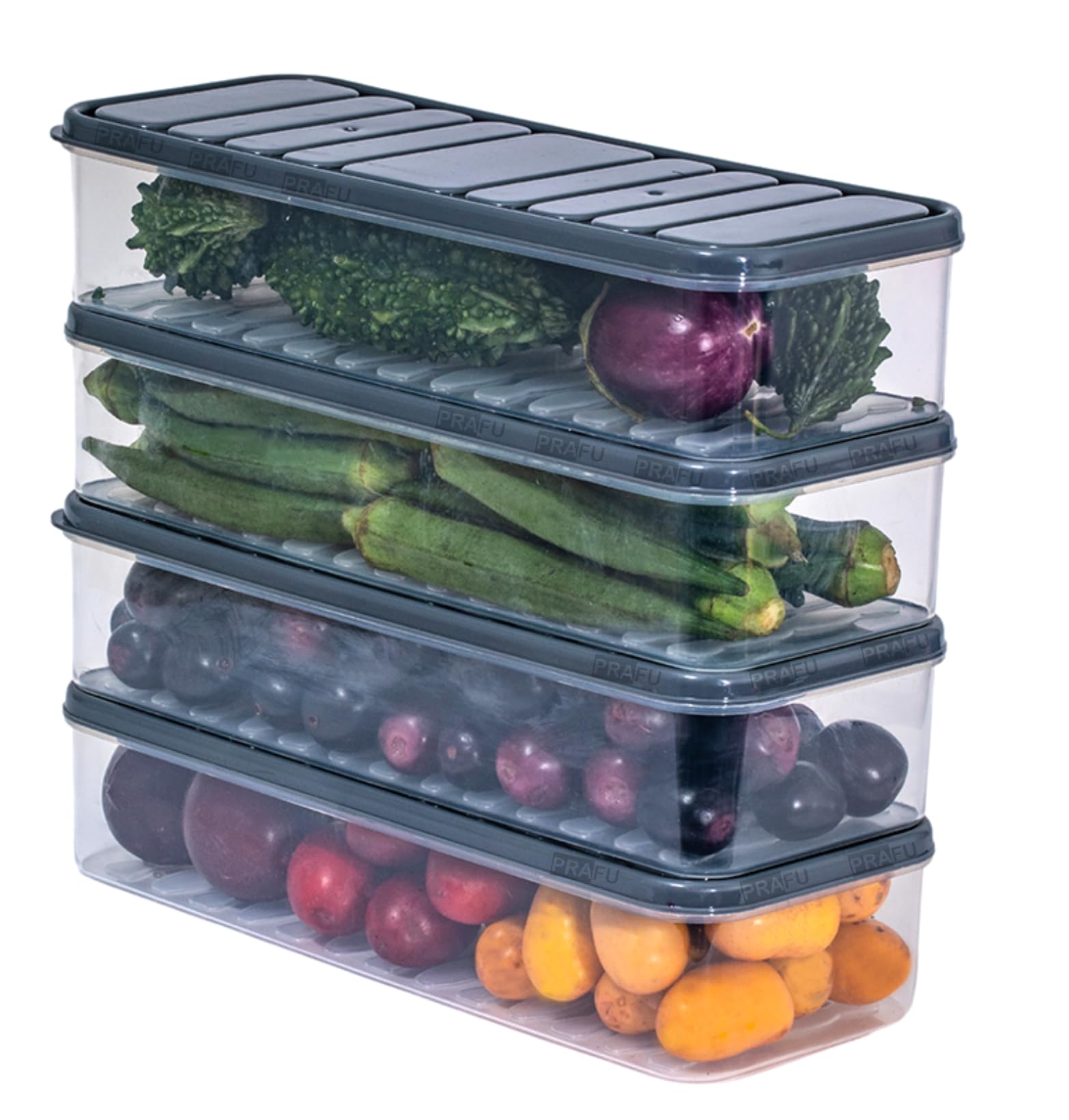 PRAFU 6 Fridge Storage Boxes Freezer Storage Containers, Container for Kitchen Storage Set, Storage in Kitchen, Vegetable Storag
