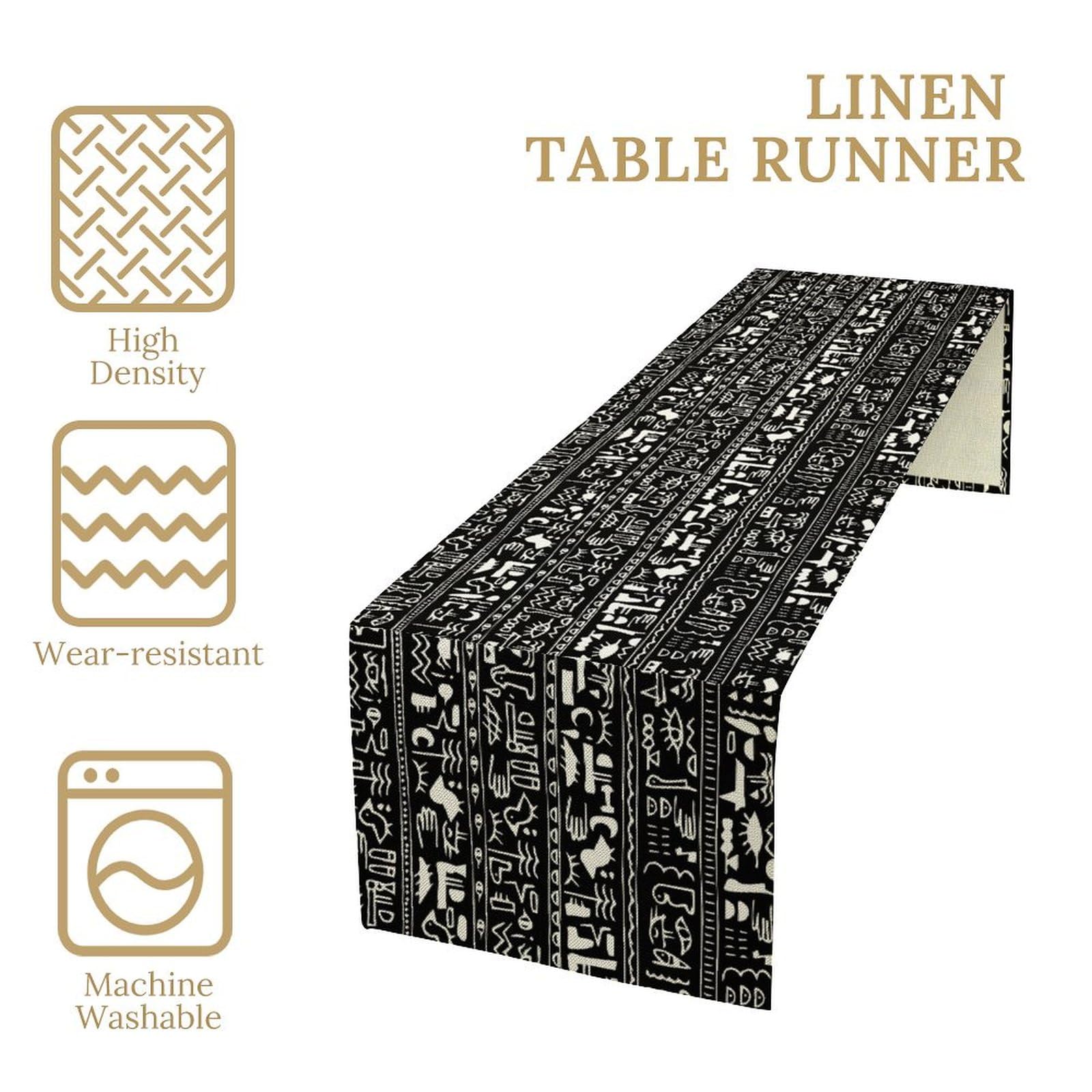 Egypt Table Runner Ancient Egyptian History Mural Old Hieroglyphic Elements Imperial Art Pattern for Coffee Table Dining Indoor