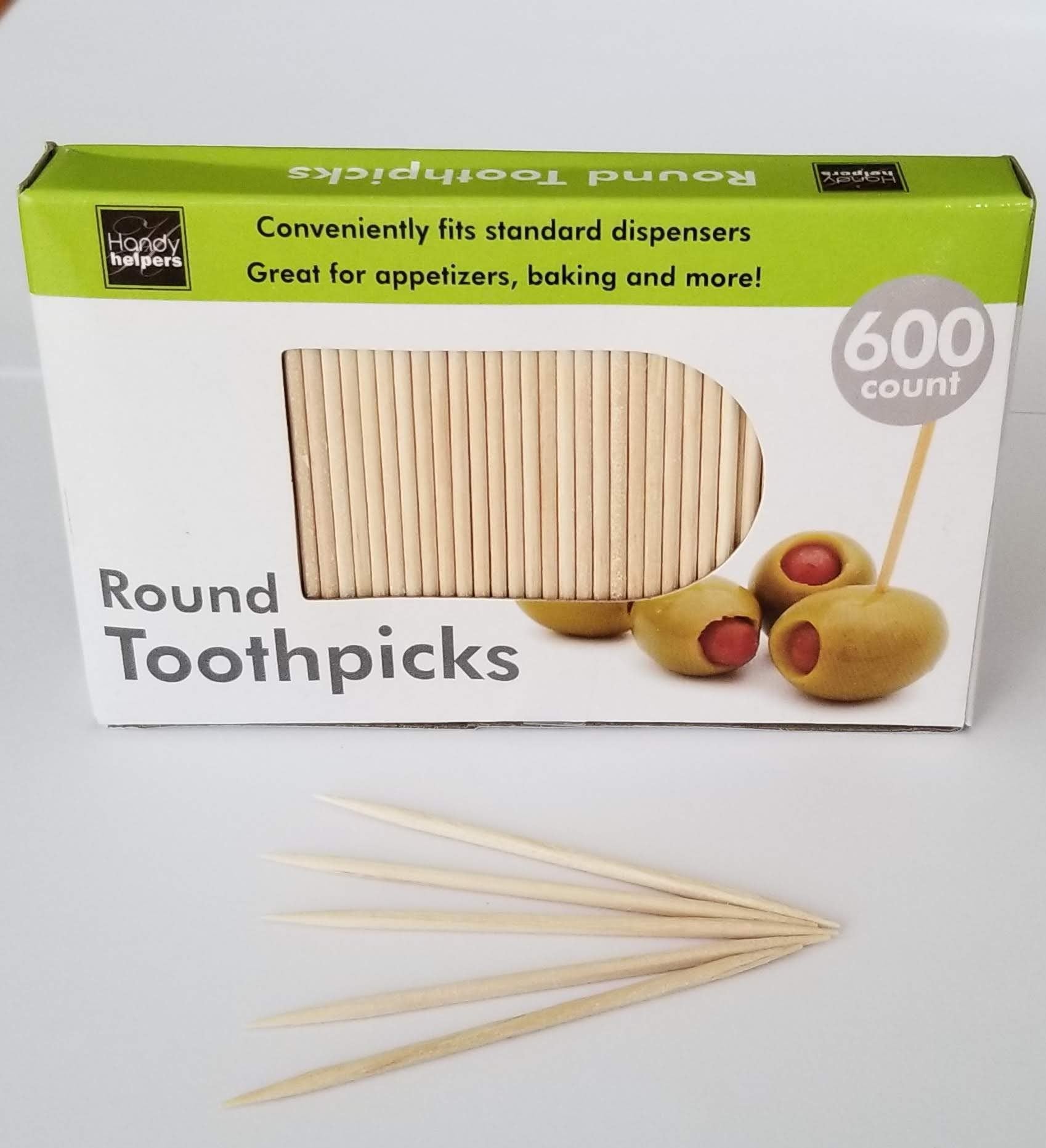 Handy Housewares 600-Count Round 2.5'' Long Wooden Toothpicks - Great For Appetizers, Baking And More! (1-Pack (600 Pcs))