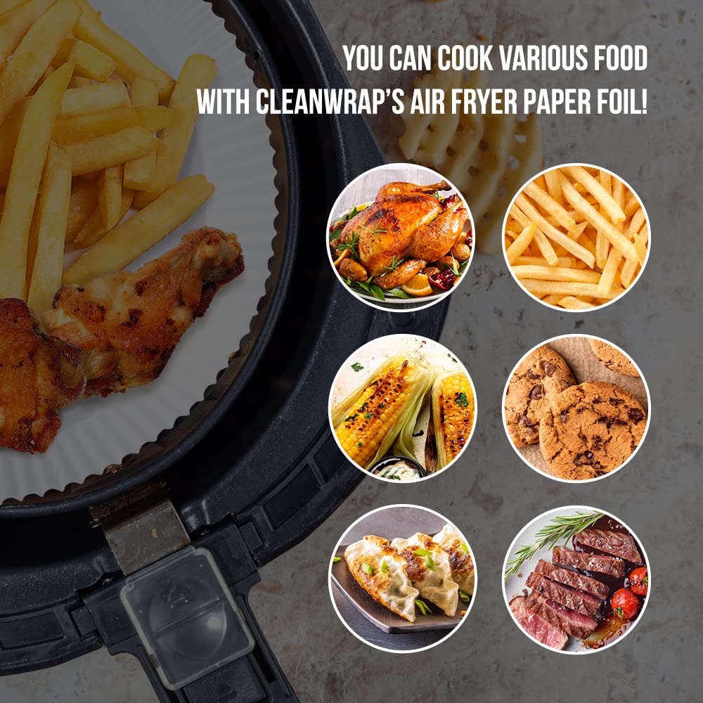 Cleanwrap Air Fryer Disposable Paper Liners (9.1 * 1.77-90 Pcs) - Mothers Day Gifts For Mom I Air Fryer Paper Liners Disposable