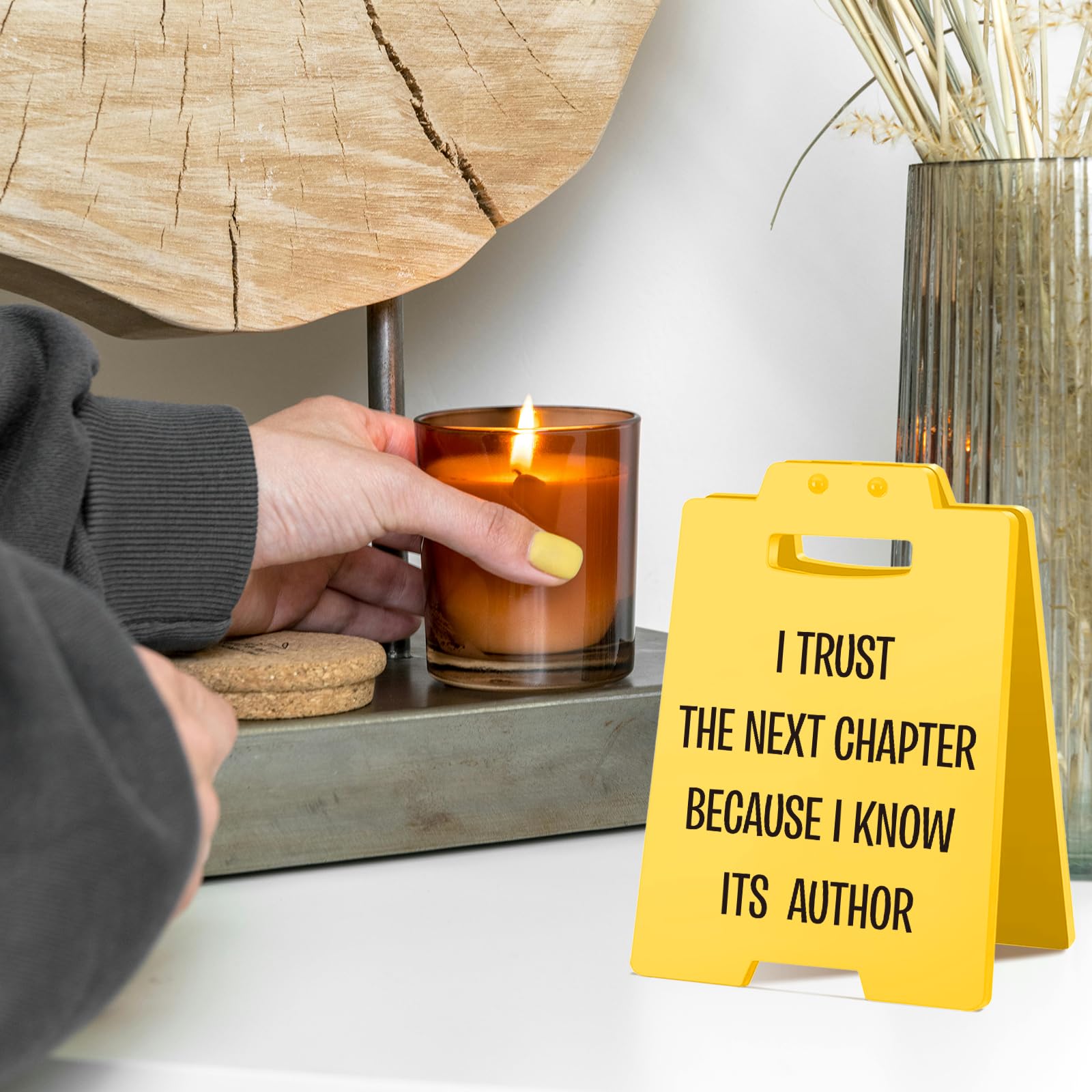 Inspirational Desk Sign-I Trust the Next Chapter Because I Know Its Author - Motivational Office Decor, Gifts for Friends, Famil