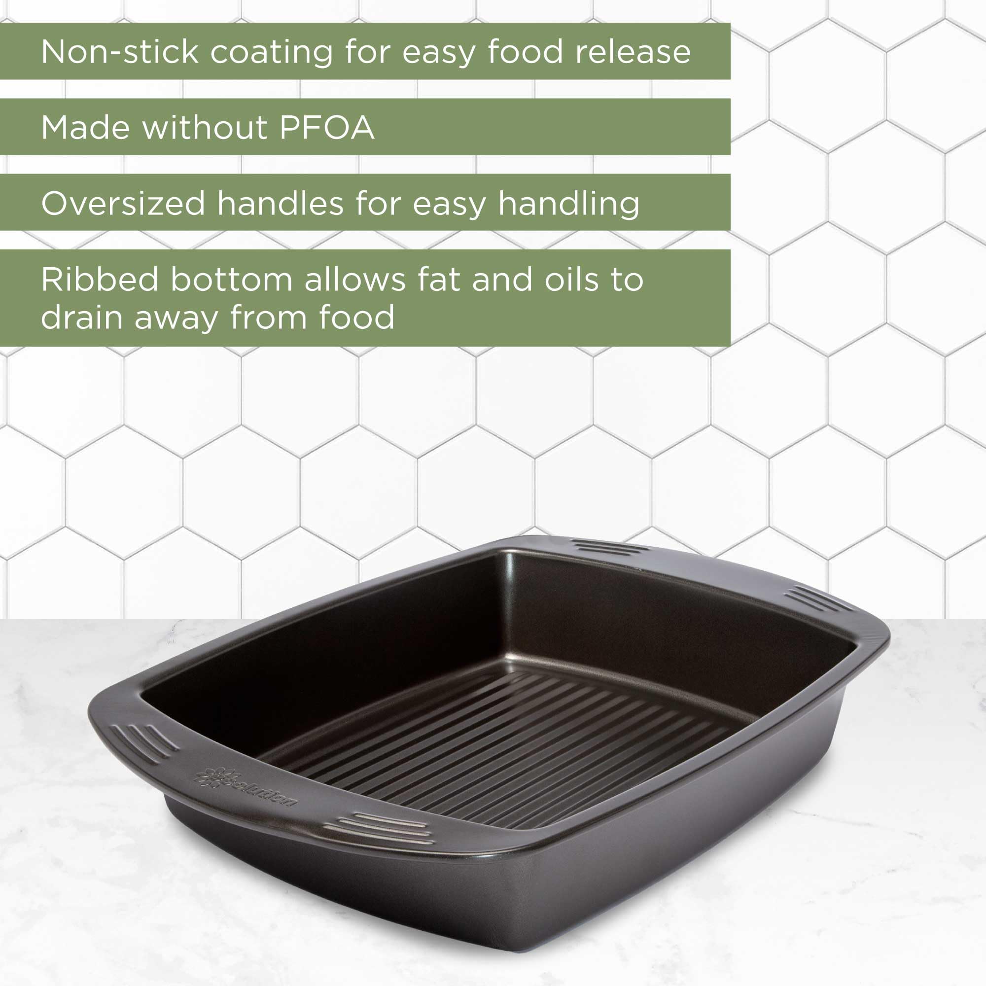 Ecolution Nonstick Roasting Pan, Carbon Steel With Premium Nonstick, Oven Safe To 450 F, Made Without Pfoa, Dishwasher Safe, 16-