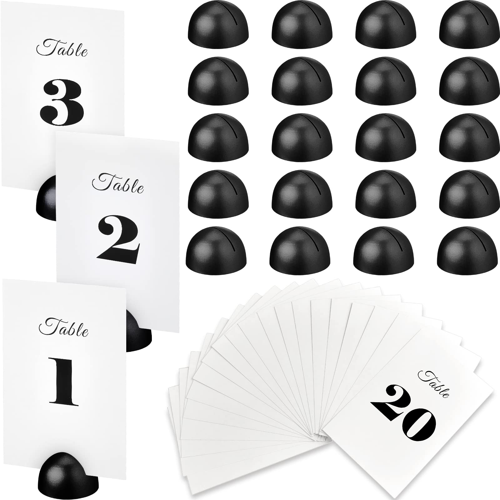 20 Pieces Table Number Cards Round Table Number Stands Modern Cursive Number 1-20 for Wedding Reception Anniversary Party Restau