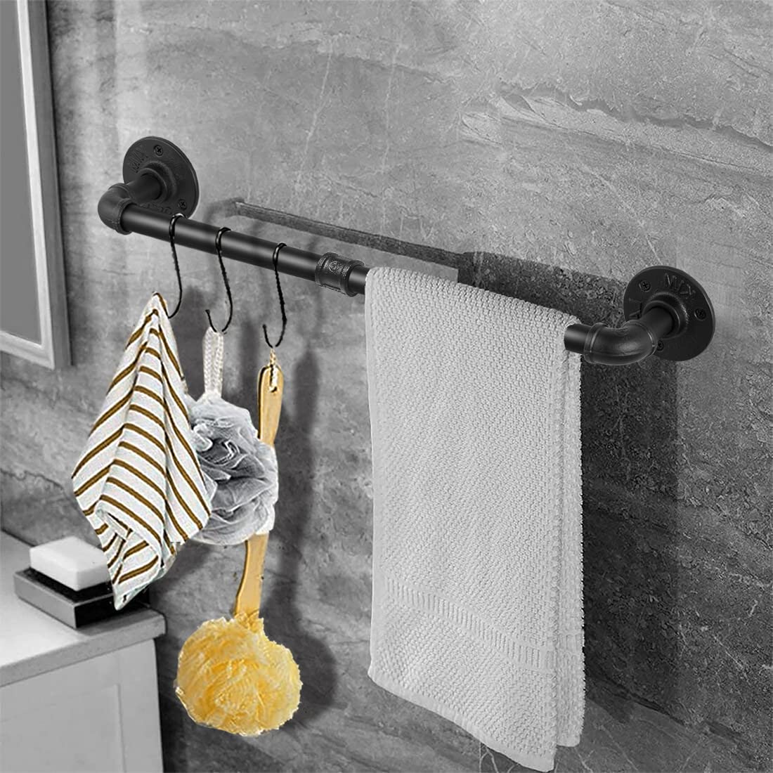 Eledom Industrial Pipe Towel Rack Towel Bar 21 Inch 2 Pack, Heavy Duty Wall Mounted Rustic Farmhouse Bath Towel Holder For Bath