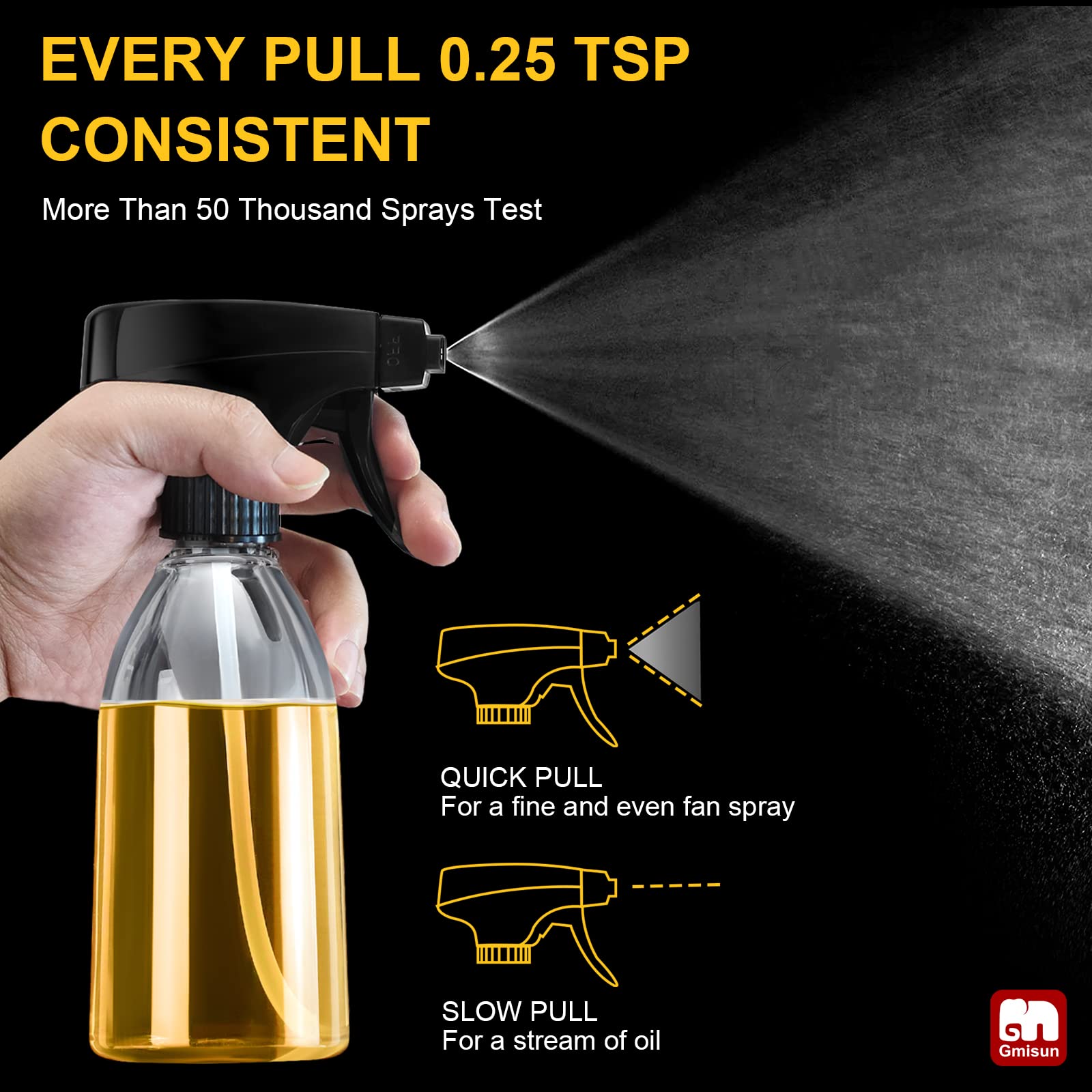 Gmisun Oil Sprayer For Cooking, 2 Pack Olive Oil Spray Bottle, 10 Fl Oz Food-Grade Plastic Oil Spritzer Mister, Refillable Oil D