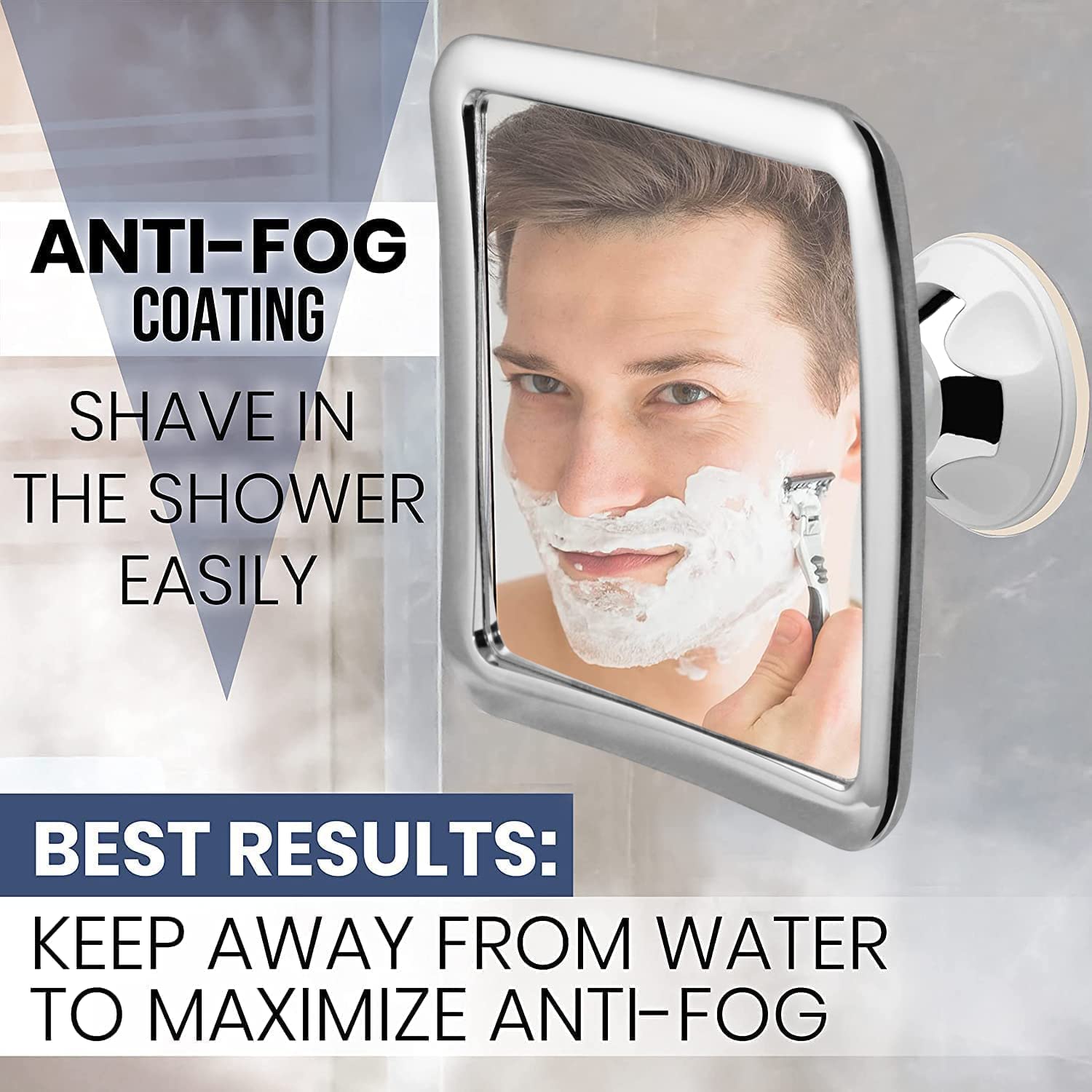 MIRRORVANA Fogless Shower Mirror for Shaving with Upgraded Suction  Anti Fog Shatterproof Surface and 360