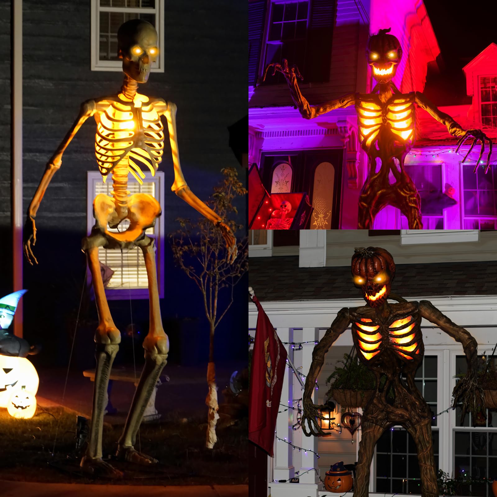 BlissfulTie Halloween 12 Foot Skeleton Light Kit - RGB Color Changing Giant Skeleton Lights with Timer & Waterproof, 12 ft Skele