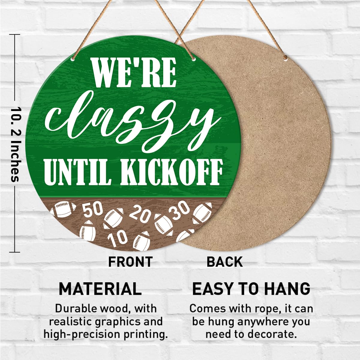 Football Signs Wall Decor, Football Hanging Sign Decor Farmhouse Sport Wall Decorations Wood Sign for Home, Boys Room, Door, Gif