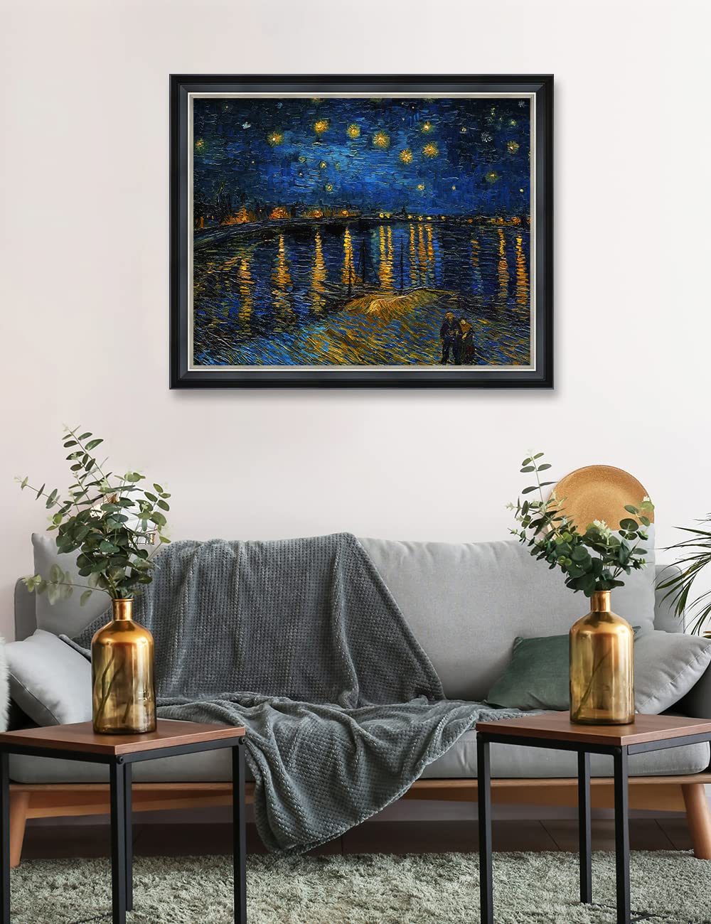 Decorarts - Starry Night Over The Rhone By Vincent Van Gogh. Giclee Print Art Reproduction With Matching Solid Wood Frame In Cla