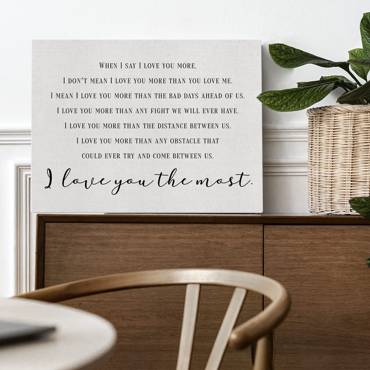 Bedroom Canvas Wall Art When I Say I Love You More Romantic Quote Print Framed Marriage Painting Artwork Ready To Hang Home Wall