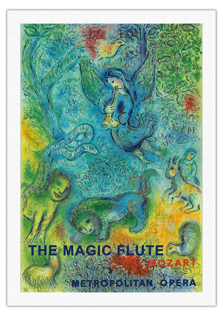 The Magic Flute - Mozart - Metropolitan Opera - Vintage Opera Poster By Marc Chagall C.1966 - Fine Art Rolled Canvas Print 27In