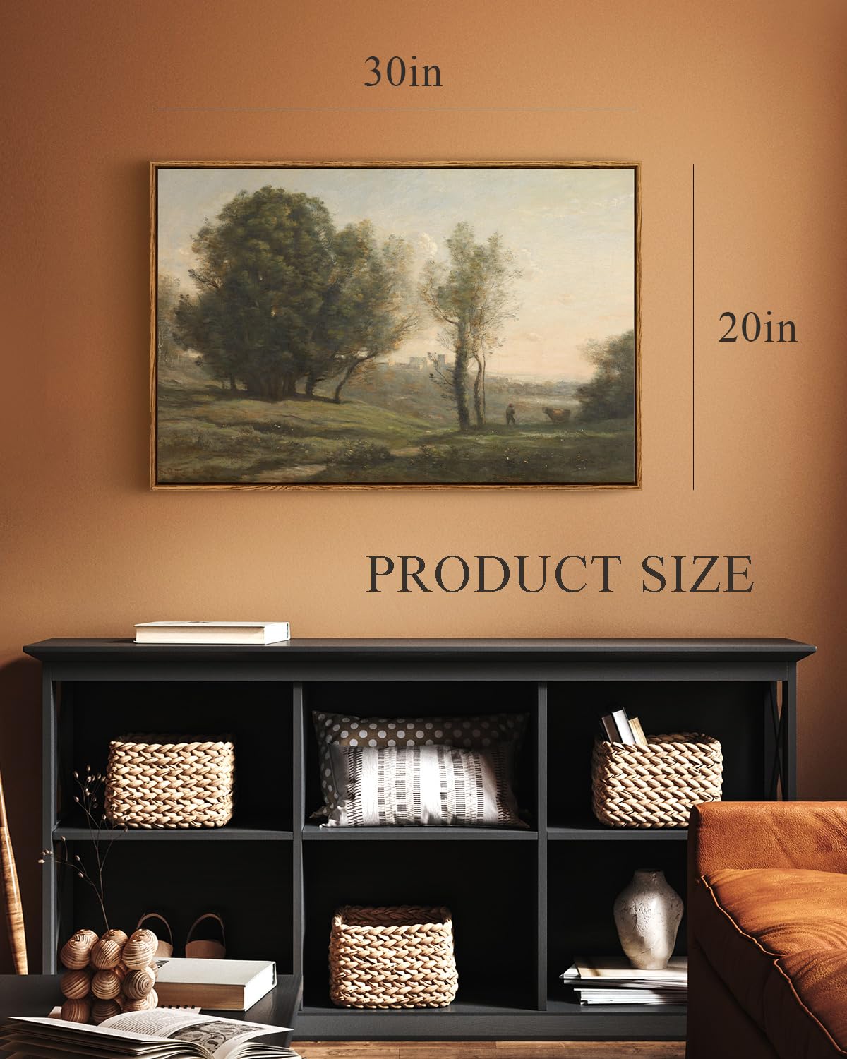 Arpeotcy Vintage Framed Rustic Wall Art Decor, Bedroom Living Room Country Scenery Paintings Wall Decor, Large Canvas Prints Art