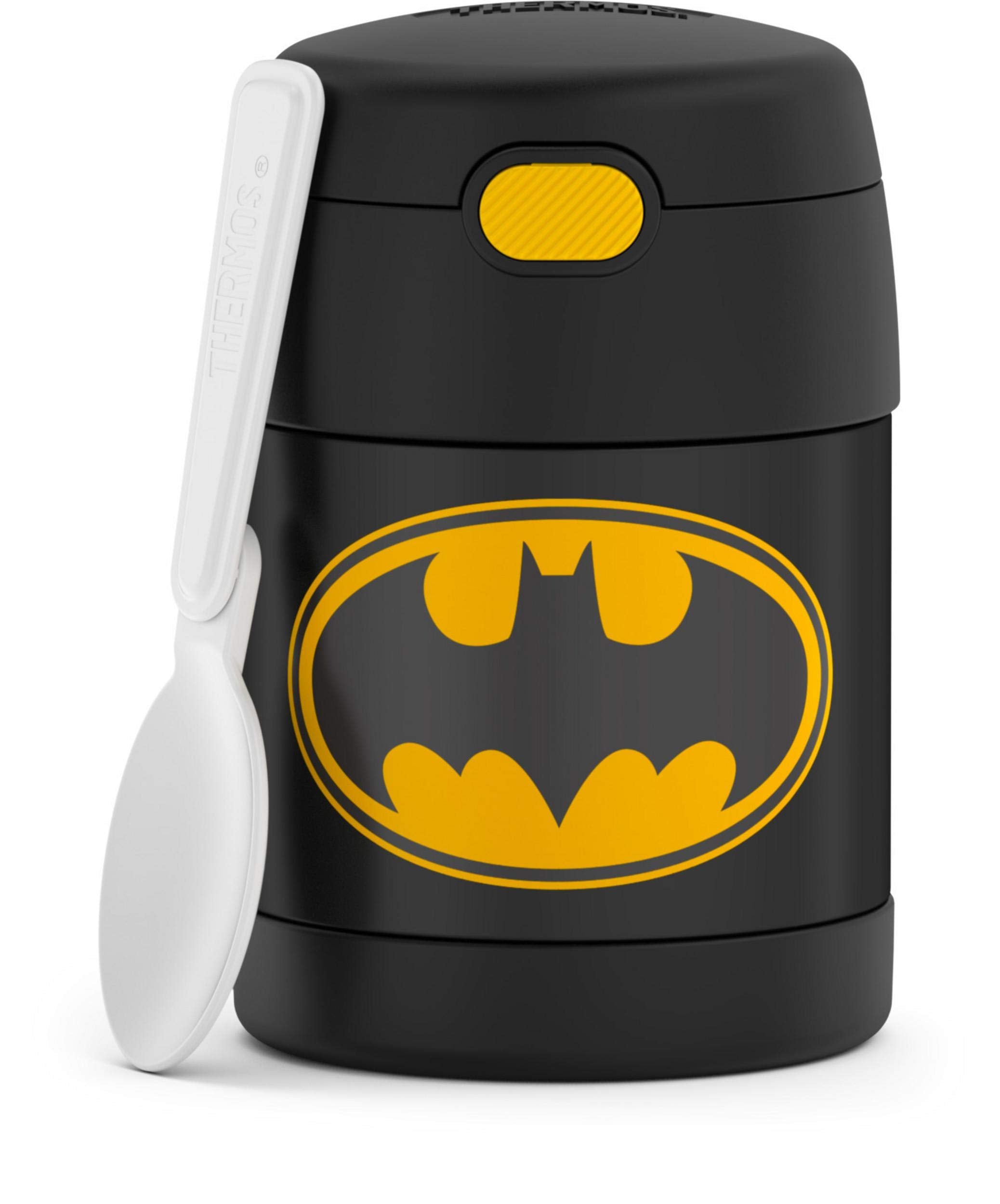 THERMOS FUNTAINER Insulated Food Jar  10 Ounce, Batman  Kid Friendly Food Jar with Foldable Spoon