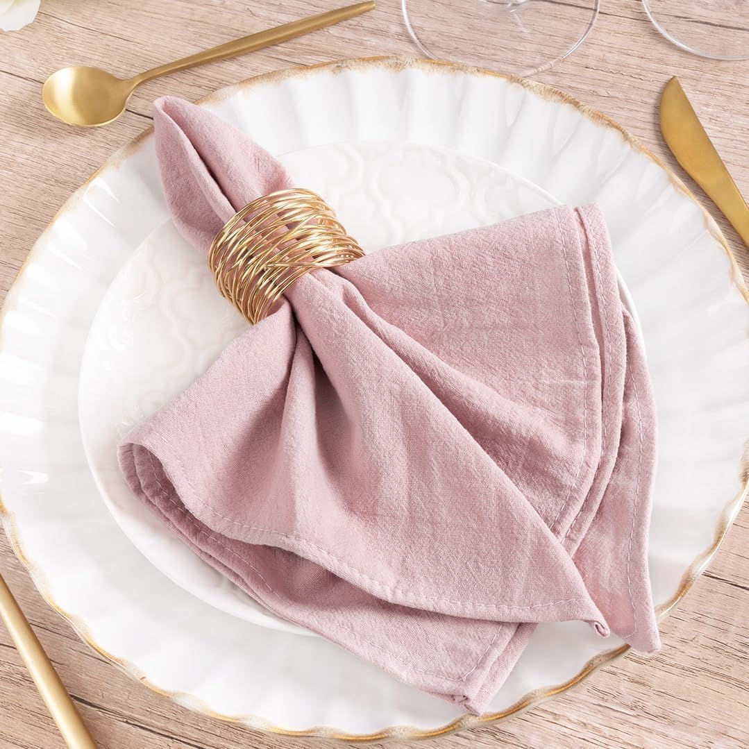 Mlmw Pink Easter Napkins Cloth Set Of 6 Spring Linen Cotton Dinner Napkins Cloth Bulk Washable 16''  16'' For Wedding Party Baby
