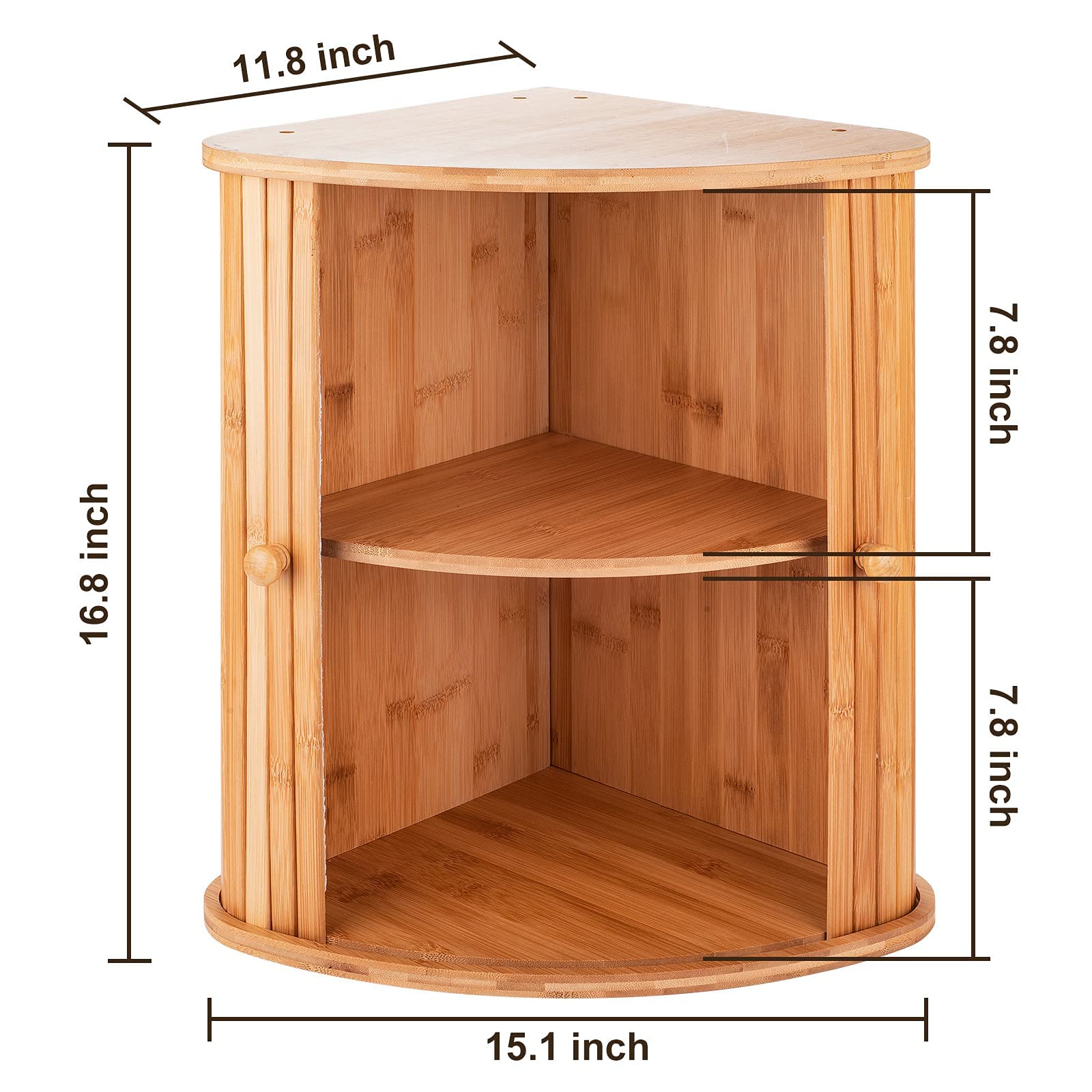 Bamboo Bread Box For Kitchen Countertop Tomkid Farmhouse Corner Bread Box 2 Layer Bread Storage Container, Extra Large Bread Box