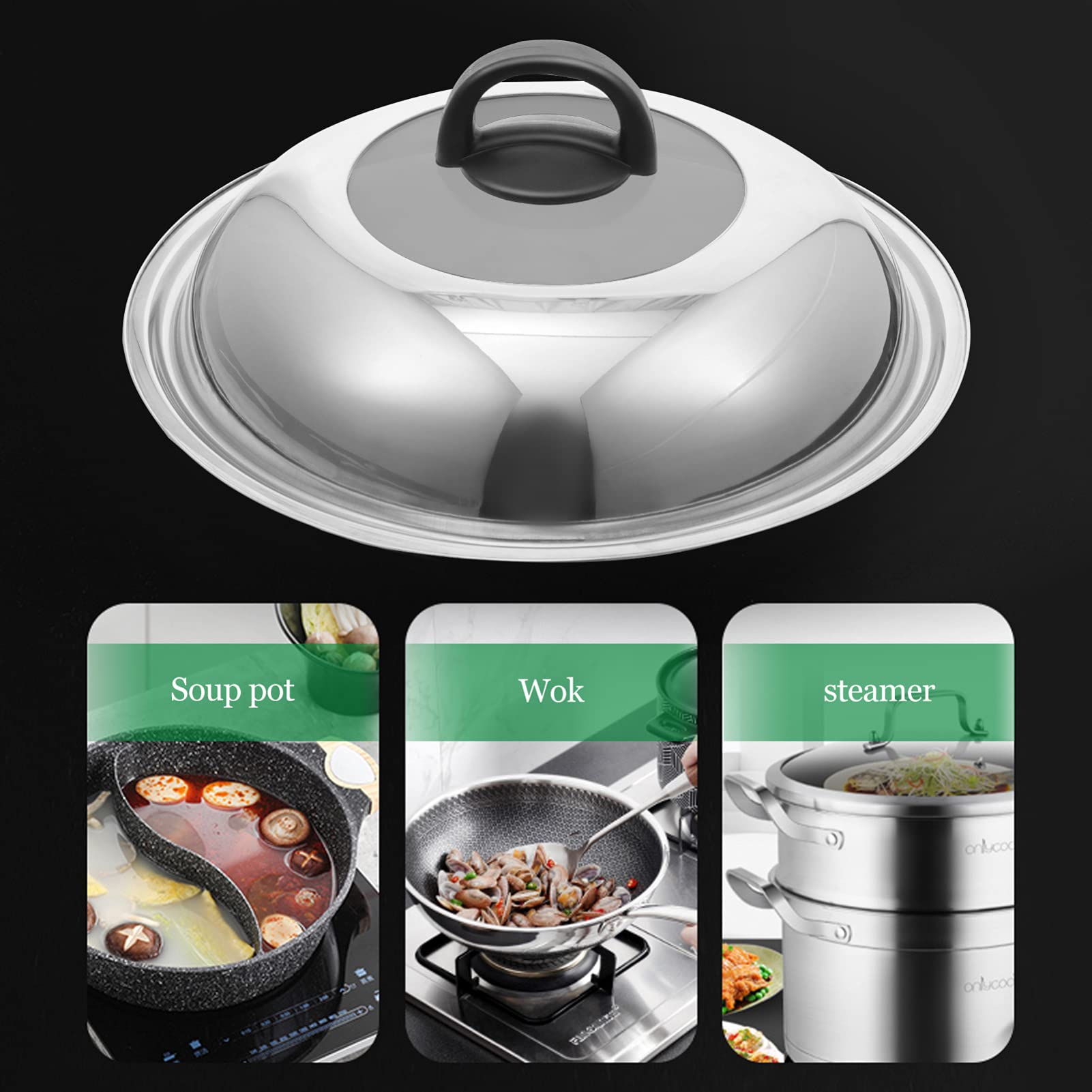 Universal Lid For Pots Pans And Skillets - One Lid Fits All 8.25-12 Inch Pots Frying Pans Skillets Woks, Replacement Pot Lid