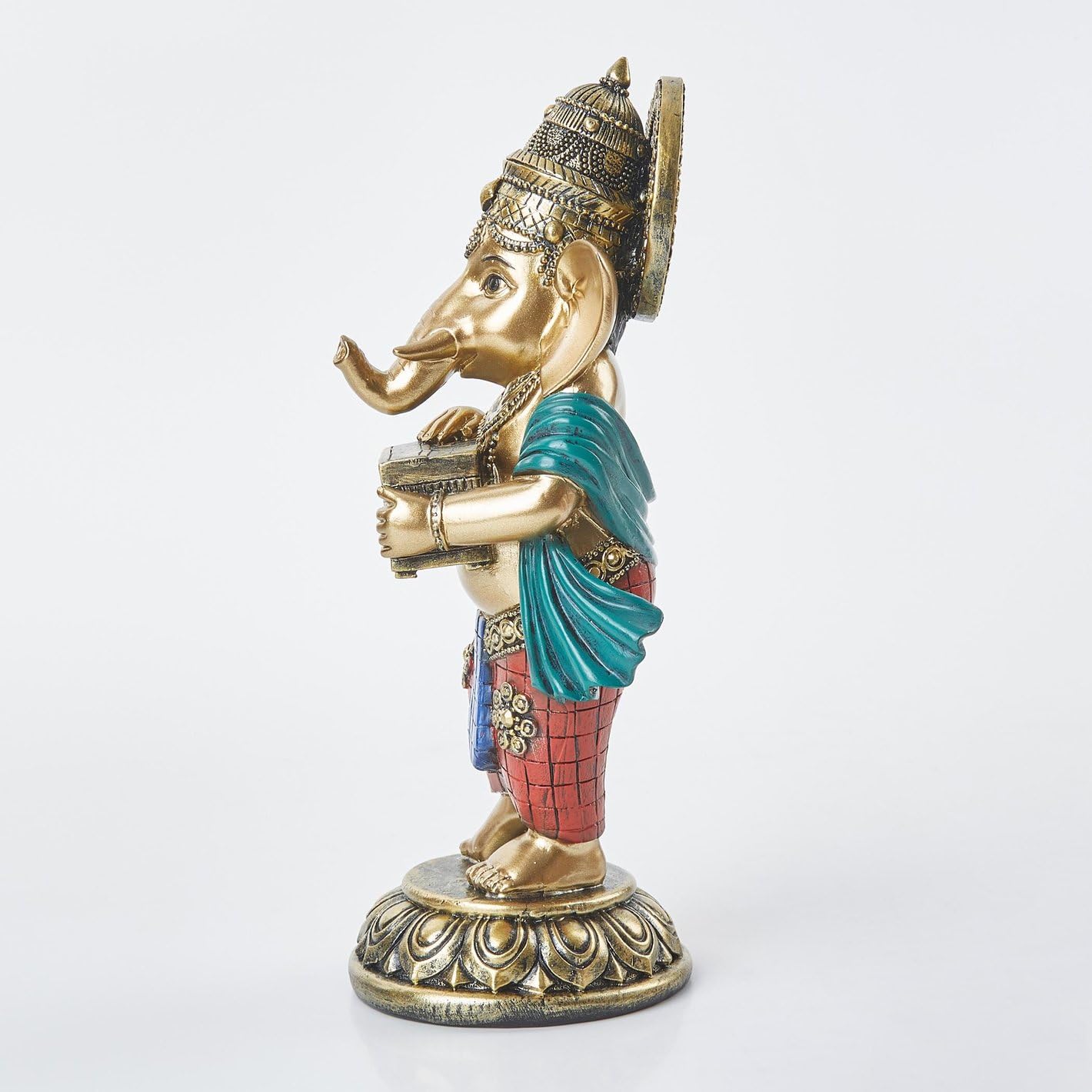 Ani Divine Polyresin Standing Lord Ganesha Idol Playing Harmonium Musical Instrument Statue Decorative Showpiece For Home Decor