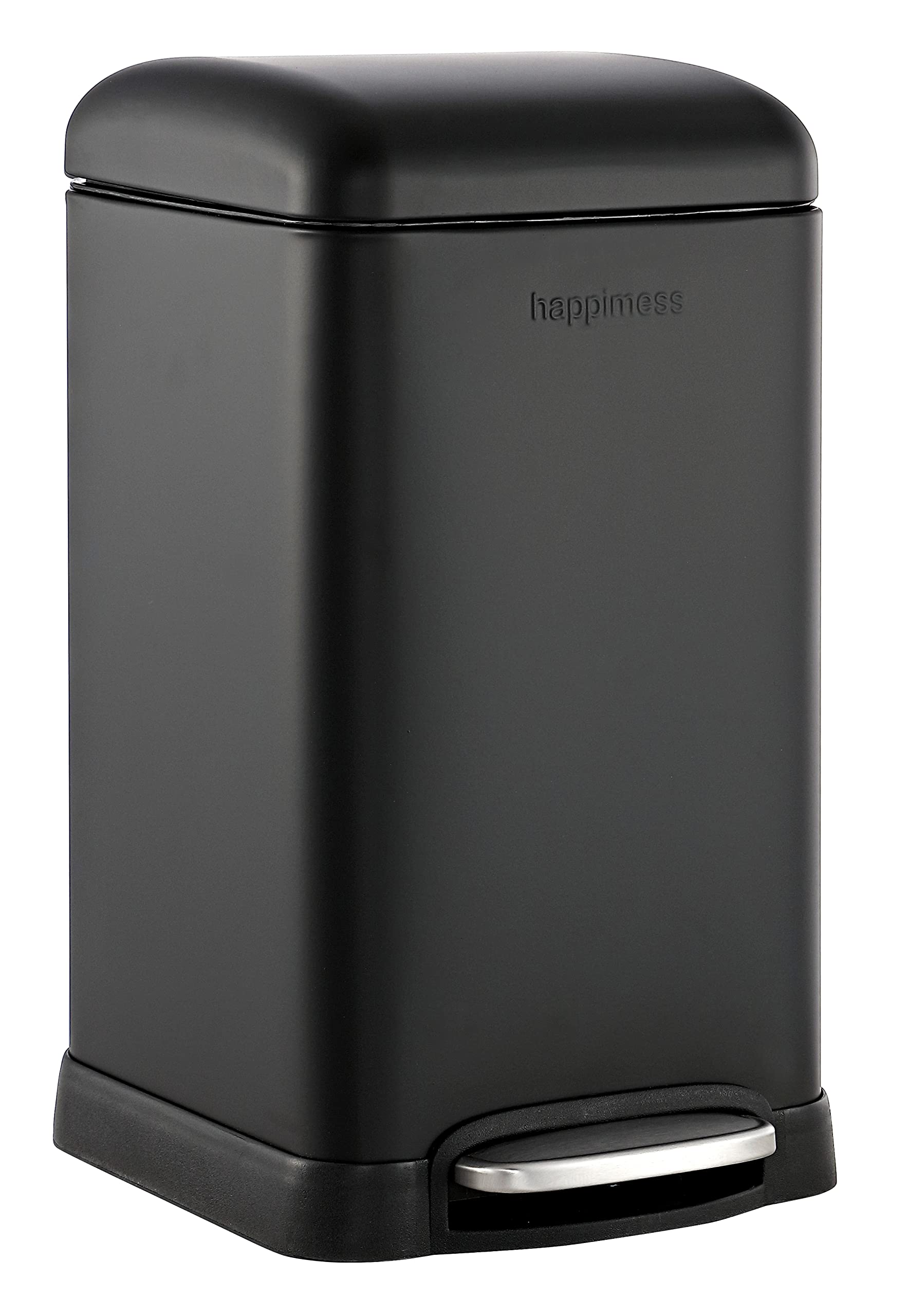 Happimess Hpm1012B Betty Retro Mini 3.2-Gallon Step-Open Trash Can With Soft-Close Lid, Modern, Minimalistic, Fingerprint Proof