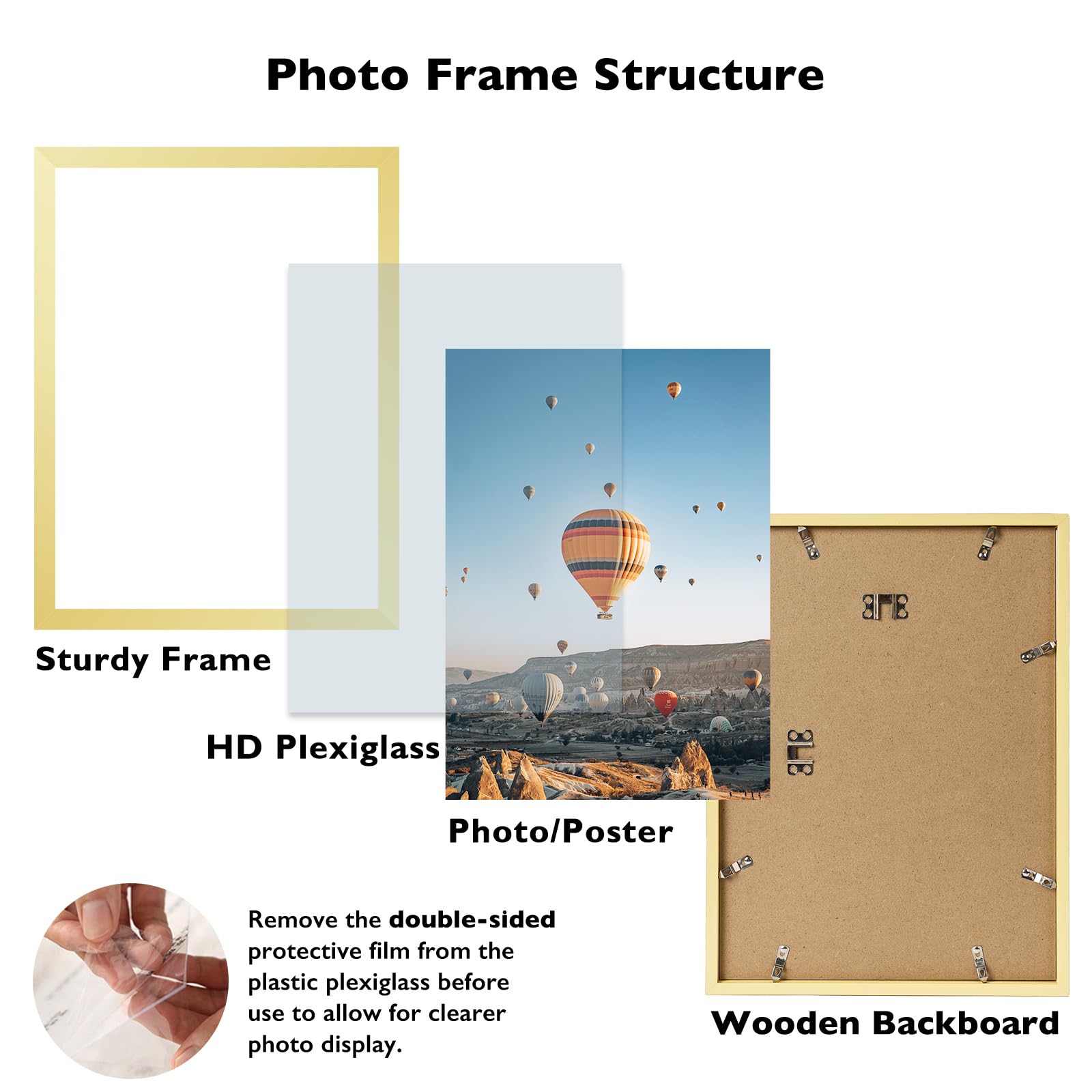 JCJMY 15x21.25 Puzzles Frame Gold, Wall Hanging 15 x 21.25 Picture Frame for 15 by 21.25 Poster Photo Canvas Picture Puzzles wit