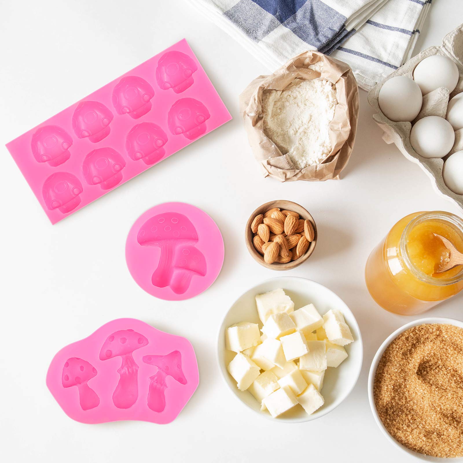4 Pieces Mushroom Chocolate Mold Mushroom Shaped Silicone Molds Cute Mushroom Cake Candy Mould Vegetable Fondant Moulds For Choc