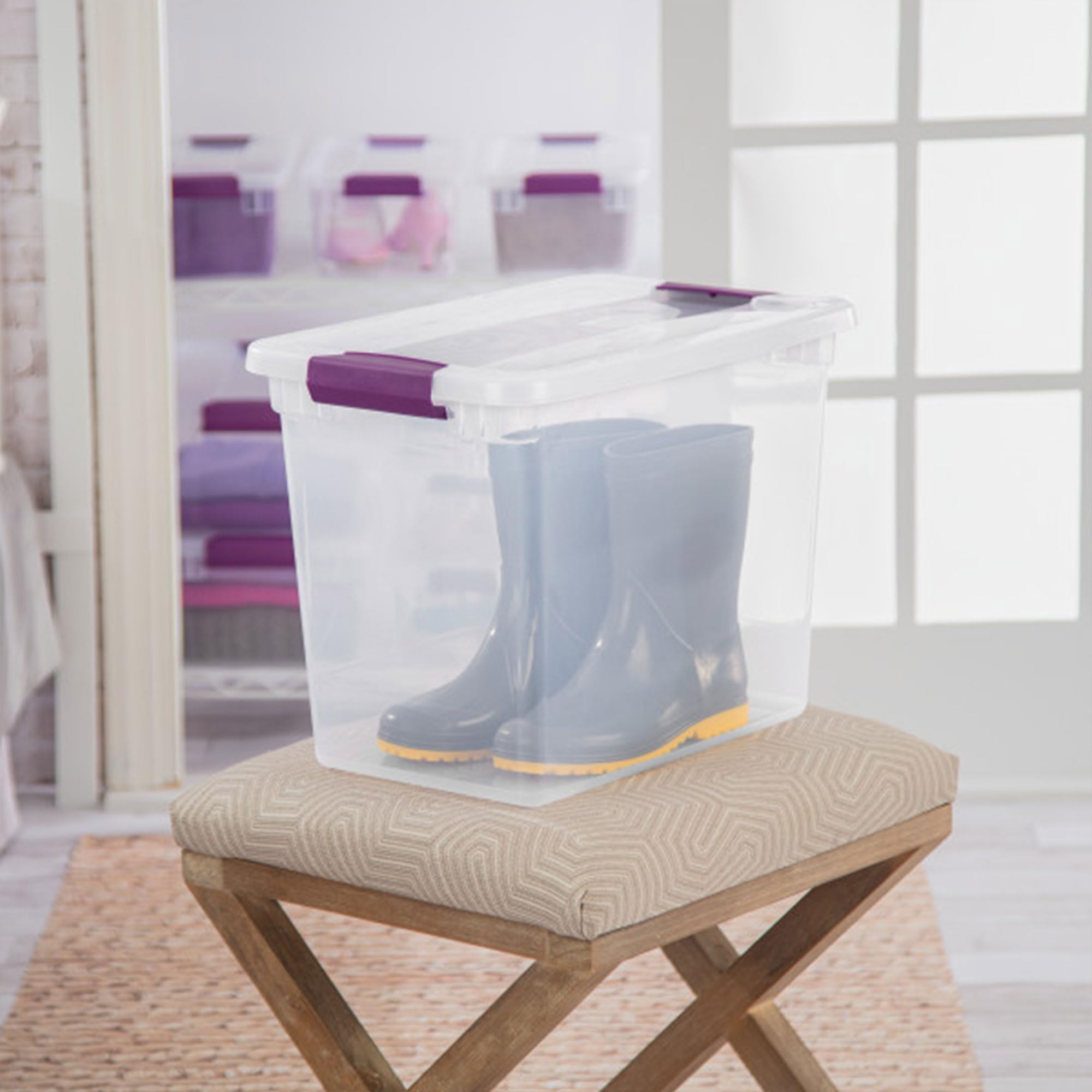 Sterilite 24-Pack Clearview Latch Box, Stackable Storage Organizer Bins For Home, 27 Quart