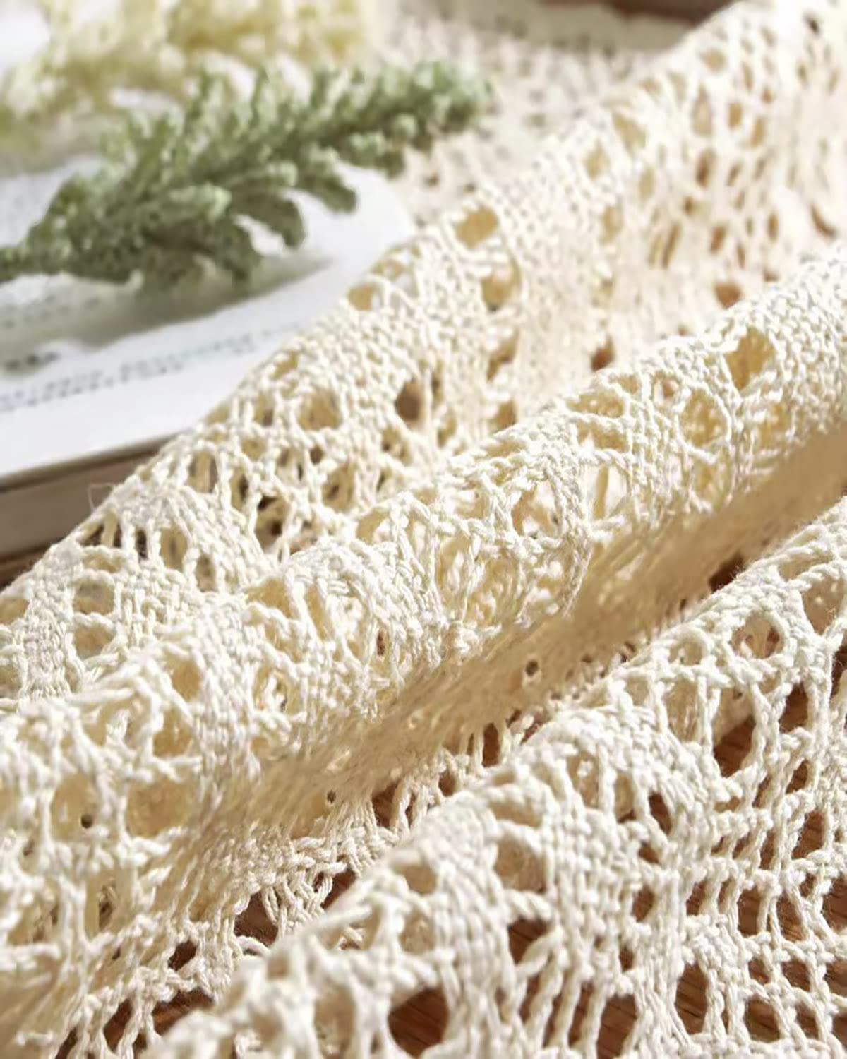 Table Runner 10 X 69 Inches, Woven Cotton Crochet Lace Boho Table Runners With Tassels For Home Dining Table, Farmhouse Style D