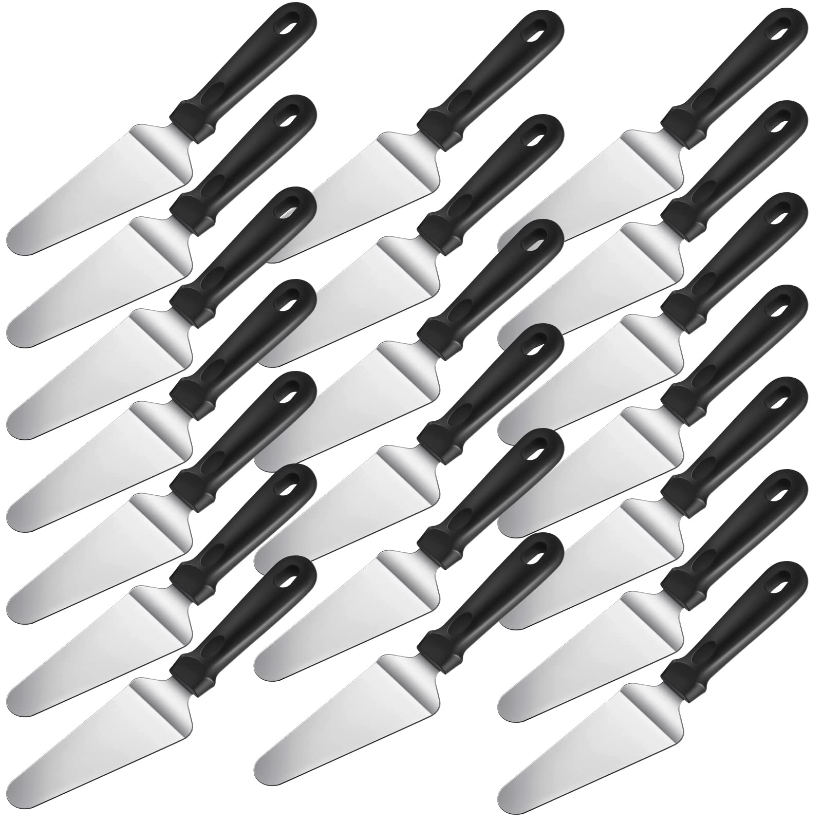 40 Pcs Pizza Spatula Pie Server Stainless Steel Cake Serving Spatula Non Slip Easy to Grip Baking Triangular Spade Plastic Handl