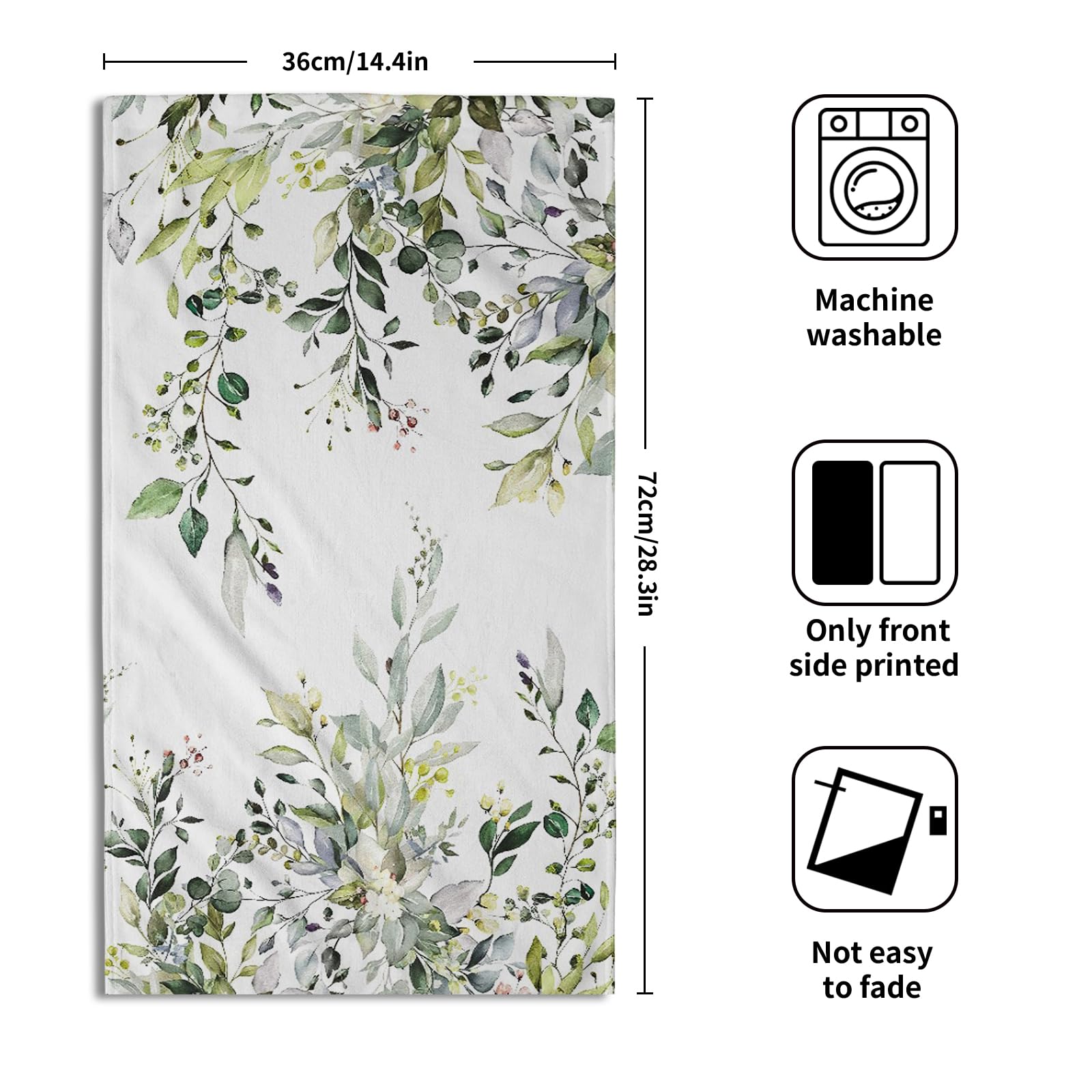 Green Eucalyptus Hand Towels Set Of 2 Sage Leaves Soft Absorbent Small Bath Towel Kitchen Dish Guest Towel For Bathroom Hotel Gy
