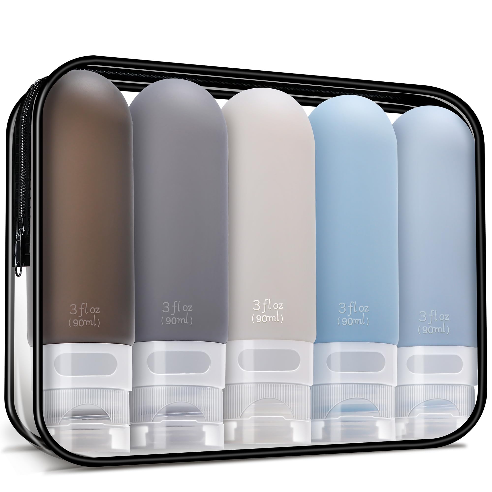 Yahaa Travel Bottles For Toiletries,3Oz Leak Proof Squeezable Travel Size Containers, 5 Pack Tsa Approved Travel Essentials For