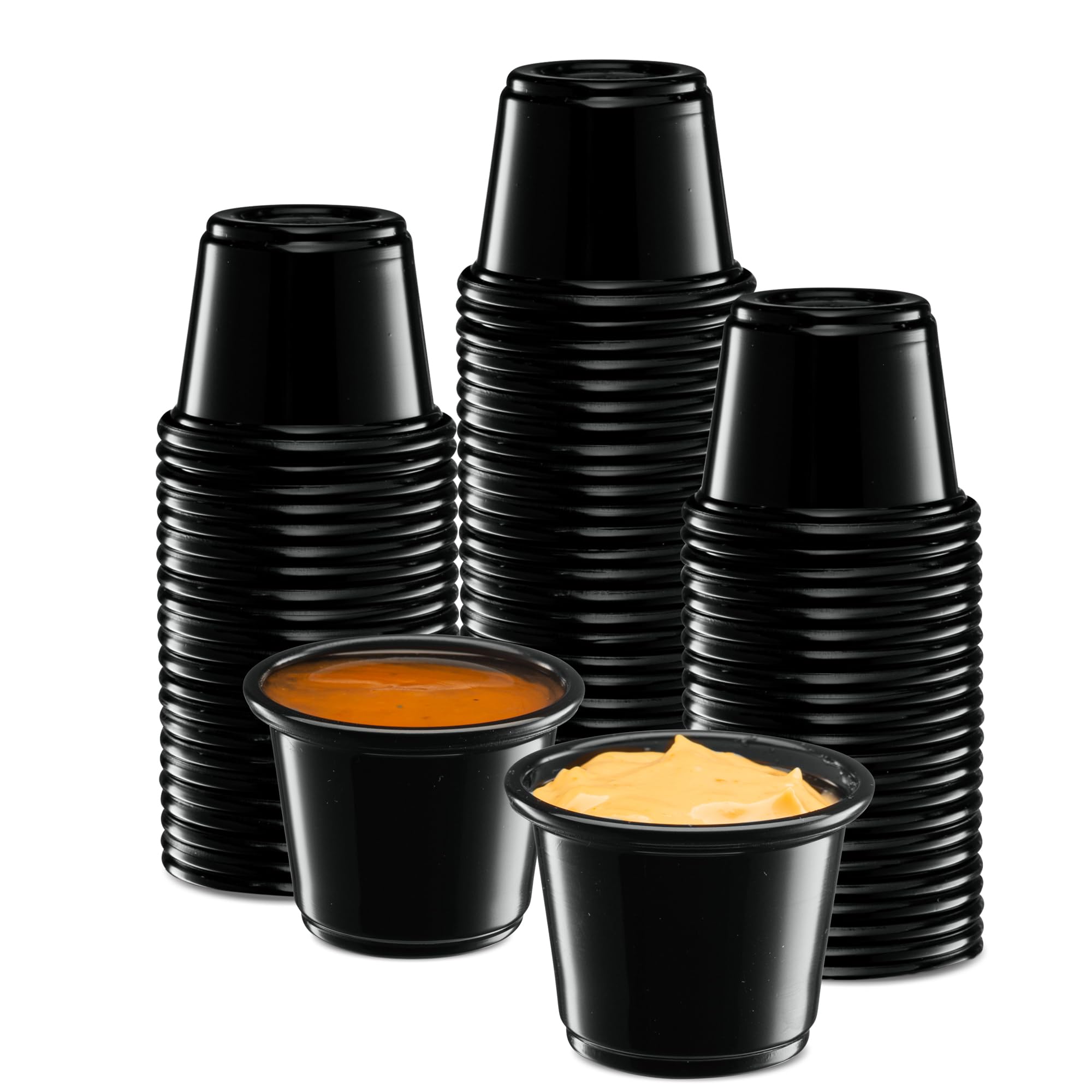 ELEGANT DISPOSABLES black portion cups no lids (1 OUNCE)