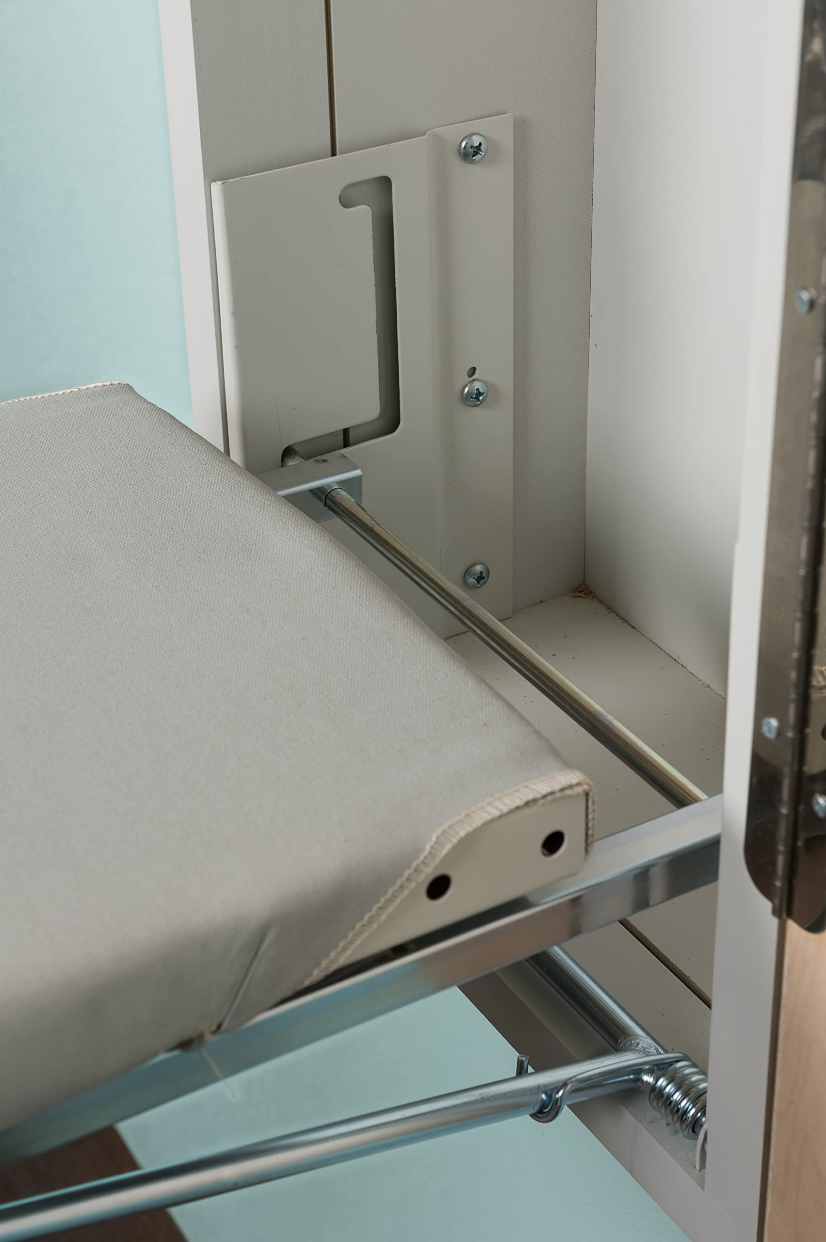Iron-A-Way Built-In Ironing Center With 42 Inch Swiveling Ironing Board, Electrical System, Hot Iron Storage And Raised White Pa
