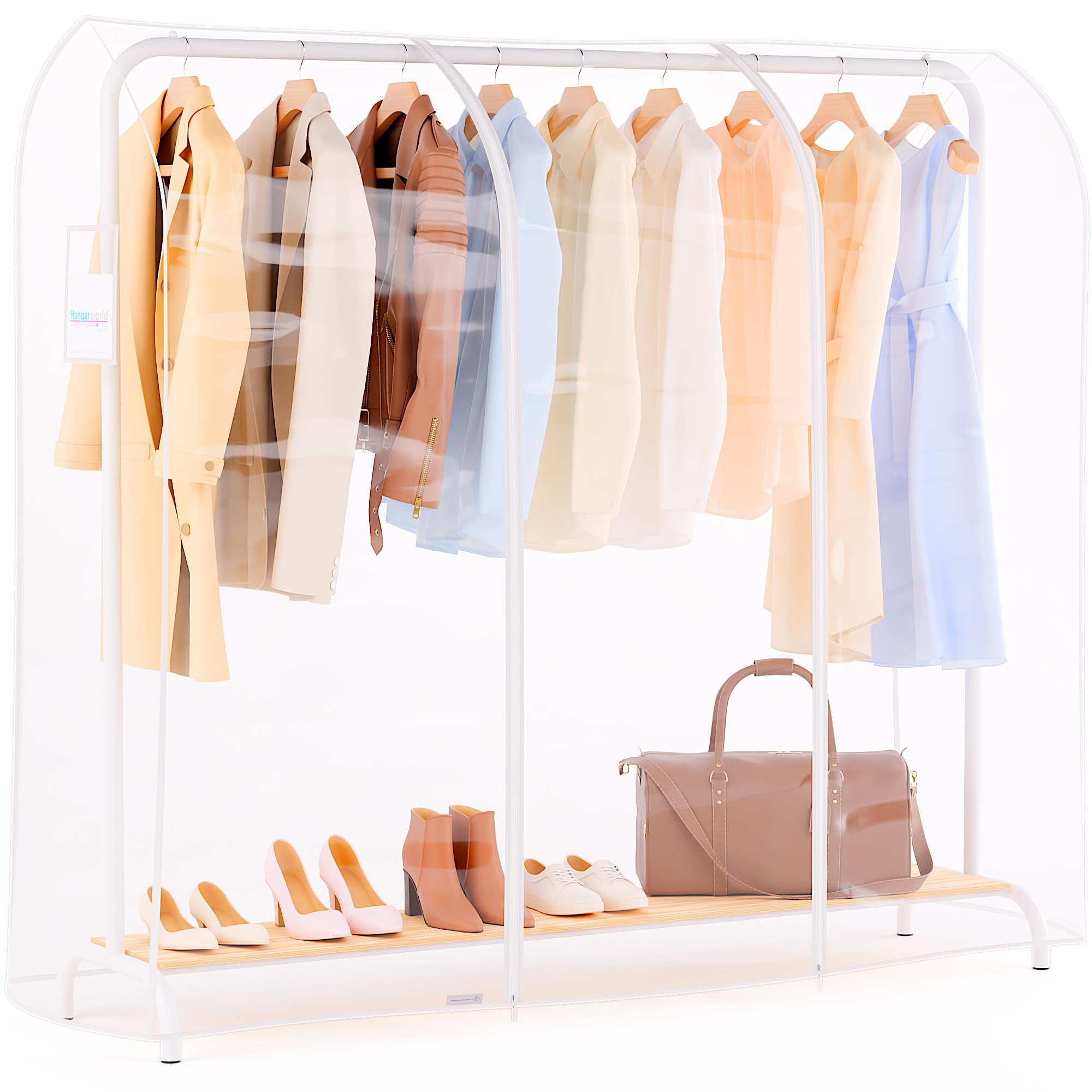 HANgERWORLD 6ft clothes garment Rack cover for Open closet clear Showerproof cOVER ONLY (72x24)