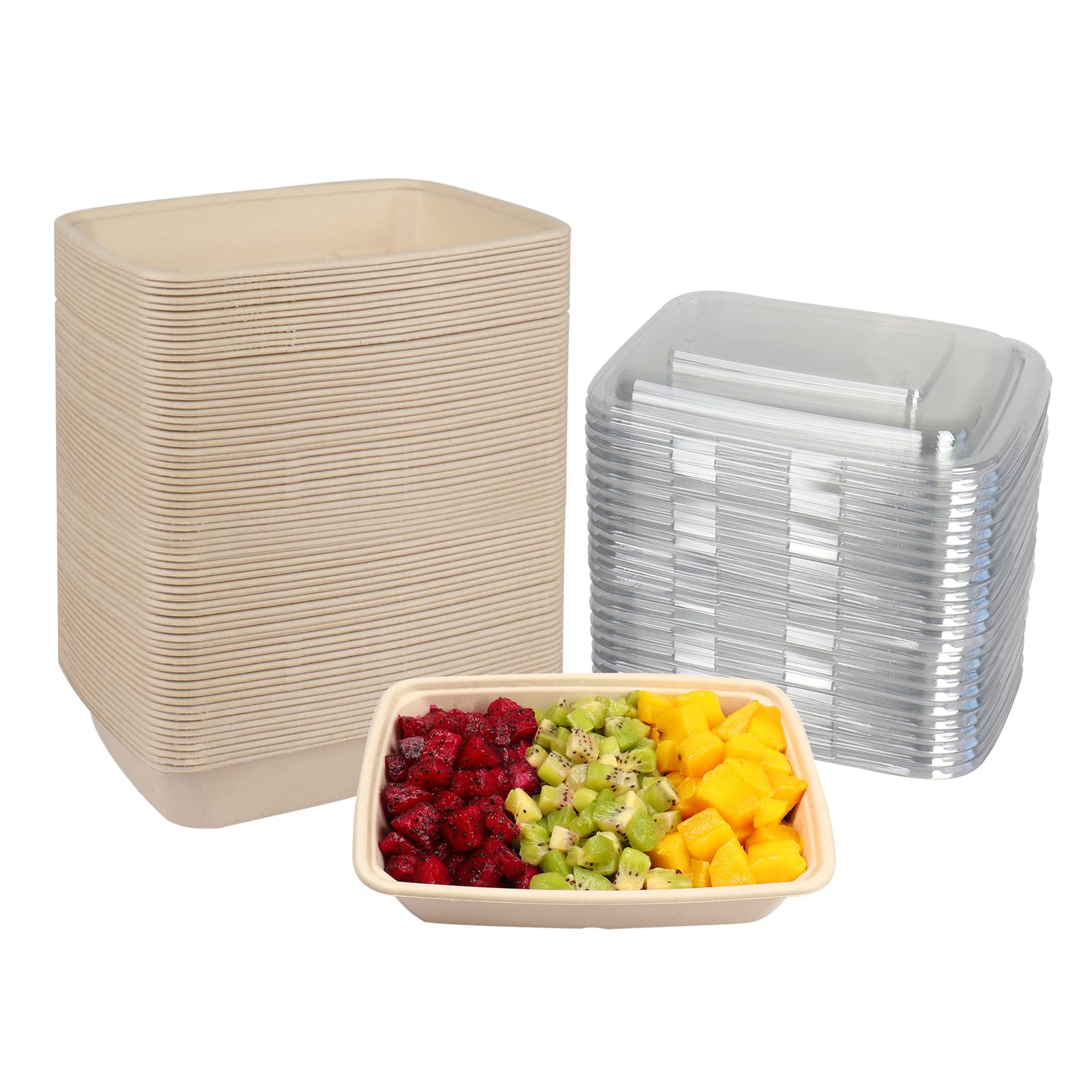 JAYEEY 32 oz Disposable bowls with lids, Plant Fibers containers 50 Pack