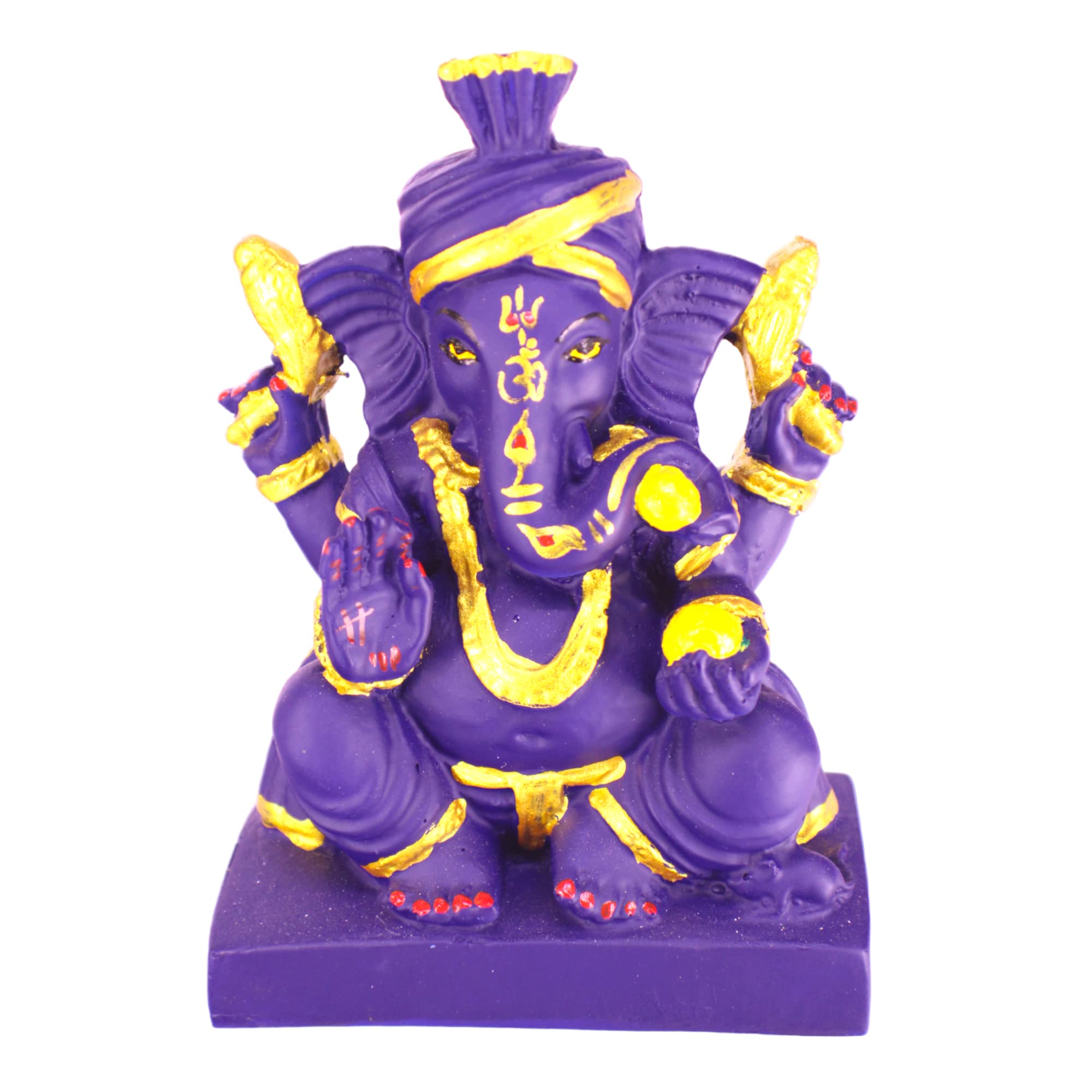 Kd Hub Lord Ganesh Idol For Home Decor & Office - Pagadi Ganesh Murti - (14 Cm) (Blue)