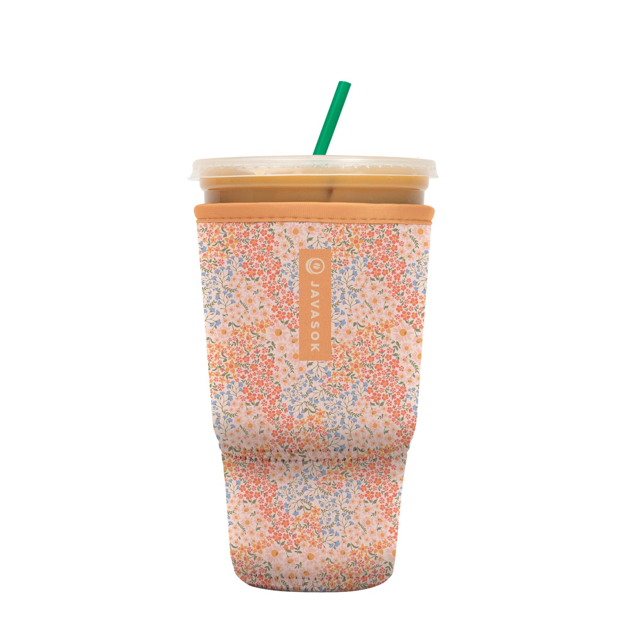Sok It JavaSok Iced Coffee & Cold Soda Insulated Neoprene Cup Sleeve (Dainty Florals, XLarge: 38-42oz)