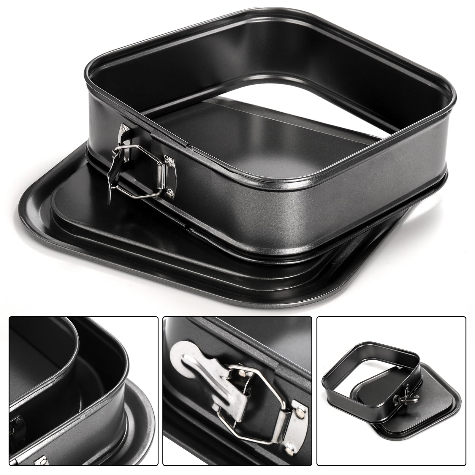 Soujoy Set Of 2 Springform Cake Pan, Non-Stick Square Cheesecake Pan, Cake Pan With Removable Bottom, Ice Cream Cake Bakeware, B