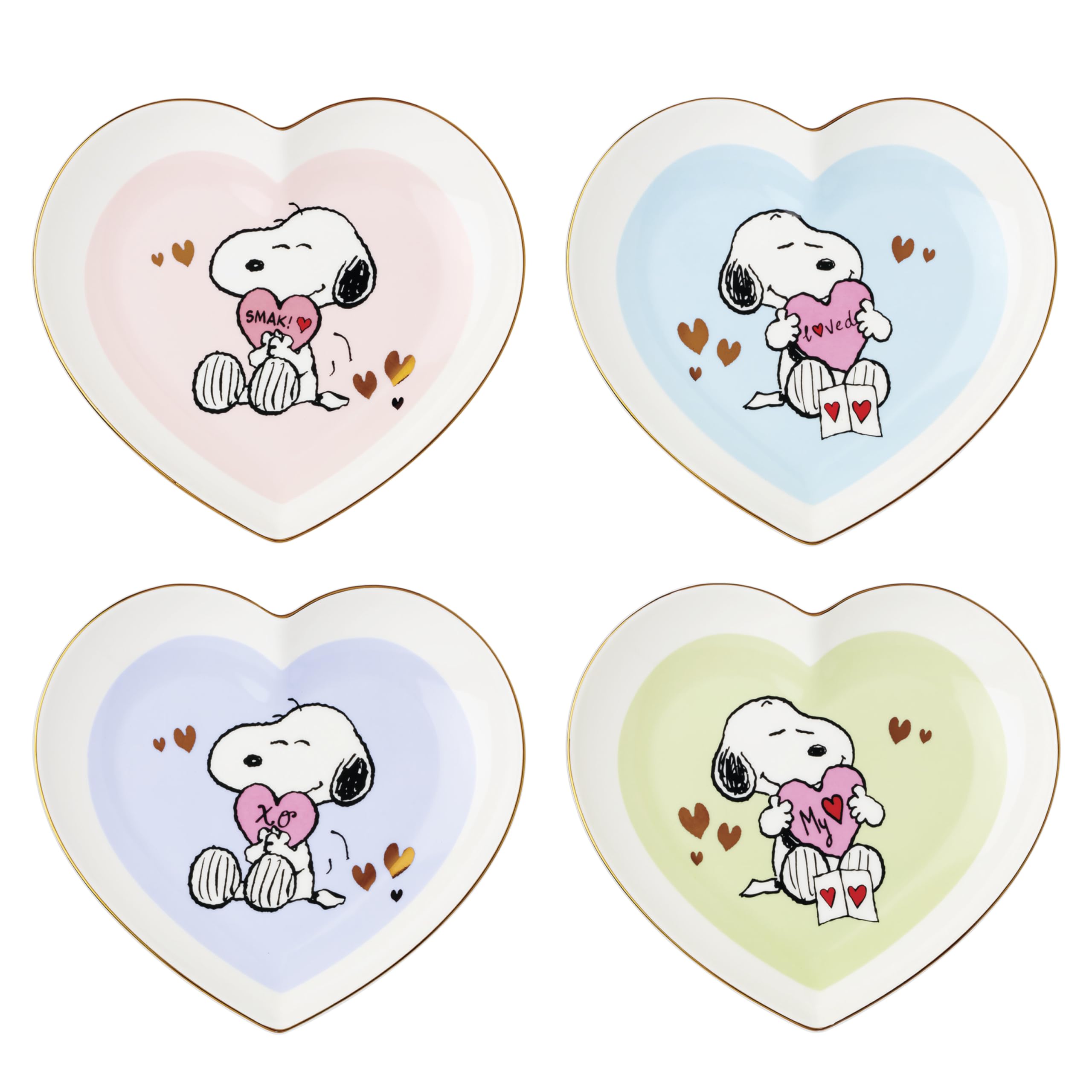 Lenox Snoopy Valentines Day Entertaining Collection, Heart Accent Plate Set, 4-Piece