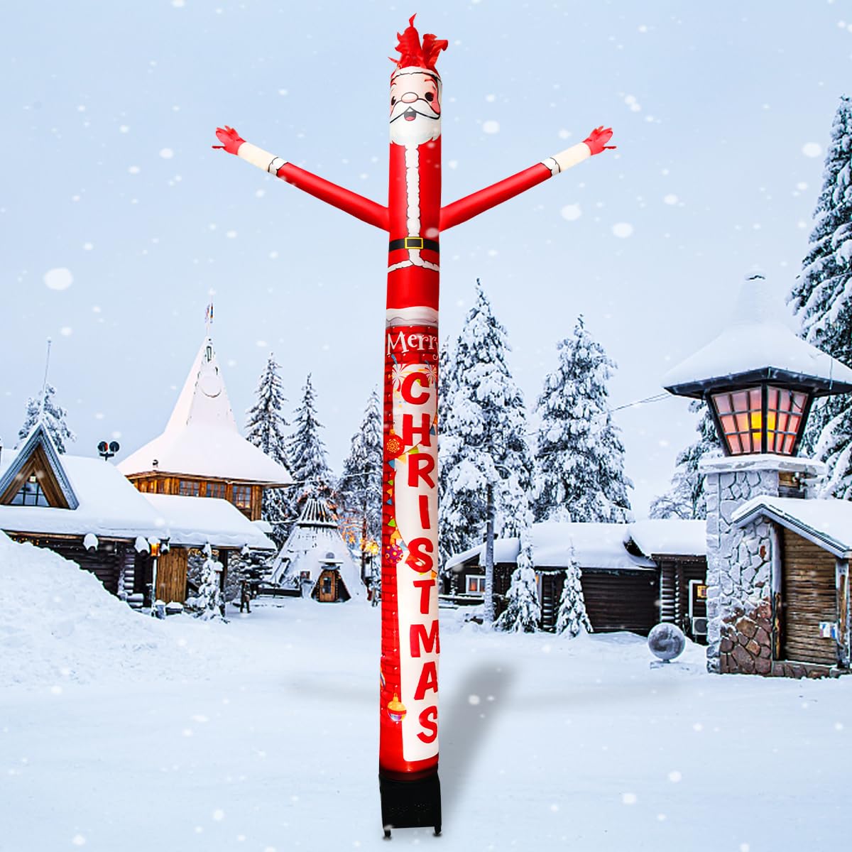 8FT Inflatable Air Waving Tube Dancer with Blower Set, Blow Up Inflate Santa Clause for Christmas Decorations (Santa-Brick)
