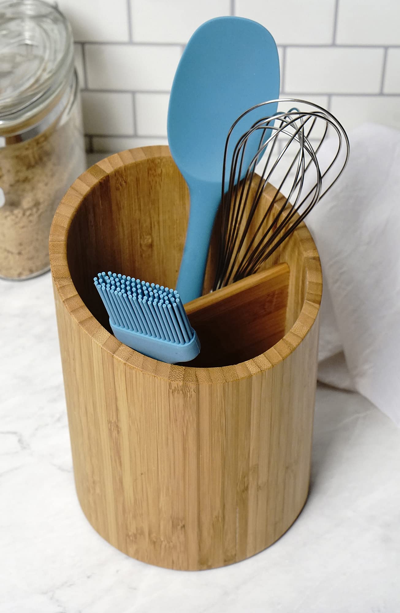 Rsvp International Bamboo Collection, Countertop D  Cor For Kitchen & Tabletop, Tool Holder, 5.5(Dia)X7.75''