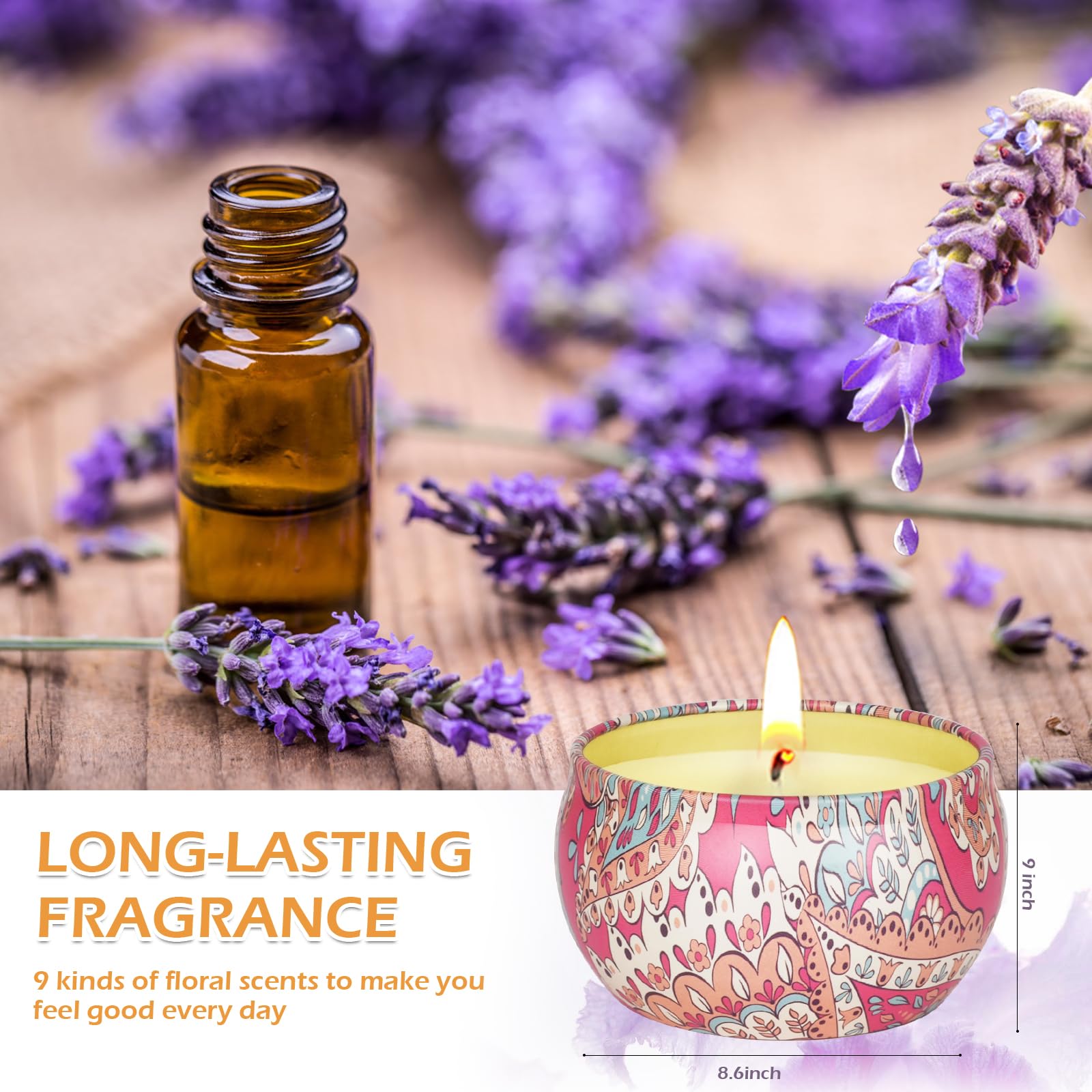 9 Pack 22.5oz Scented Candles Gifts for Women,140-160 Hours Home Scented Candles,Aromatherapy Candle Gifts Set, Soy Wax Candles