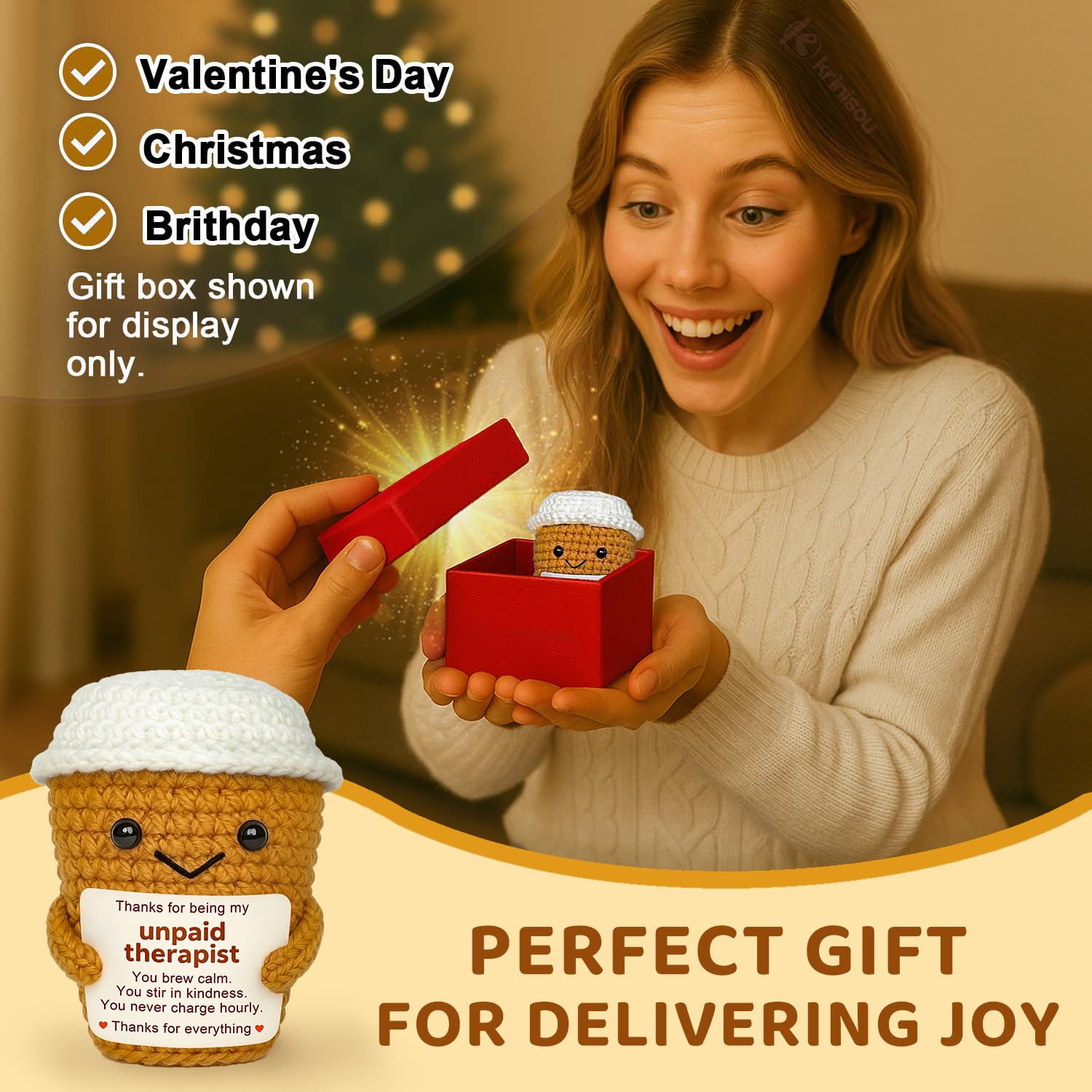 Krinisou Coffee Lover Gift for Women, Funny Thank You Gifts for Best Friend Bestie, Small Coworker Appreciation Gift, Positive E